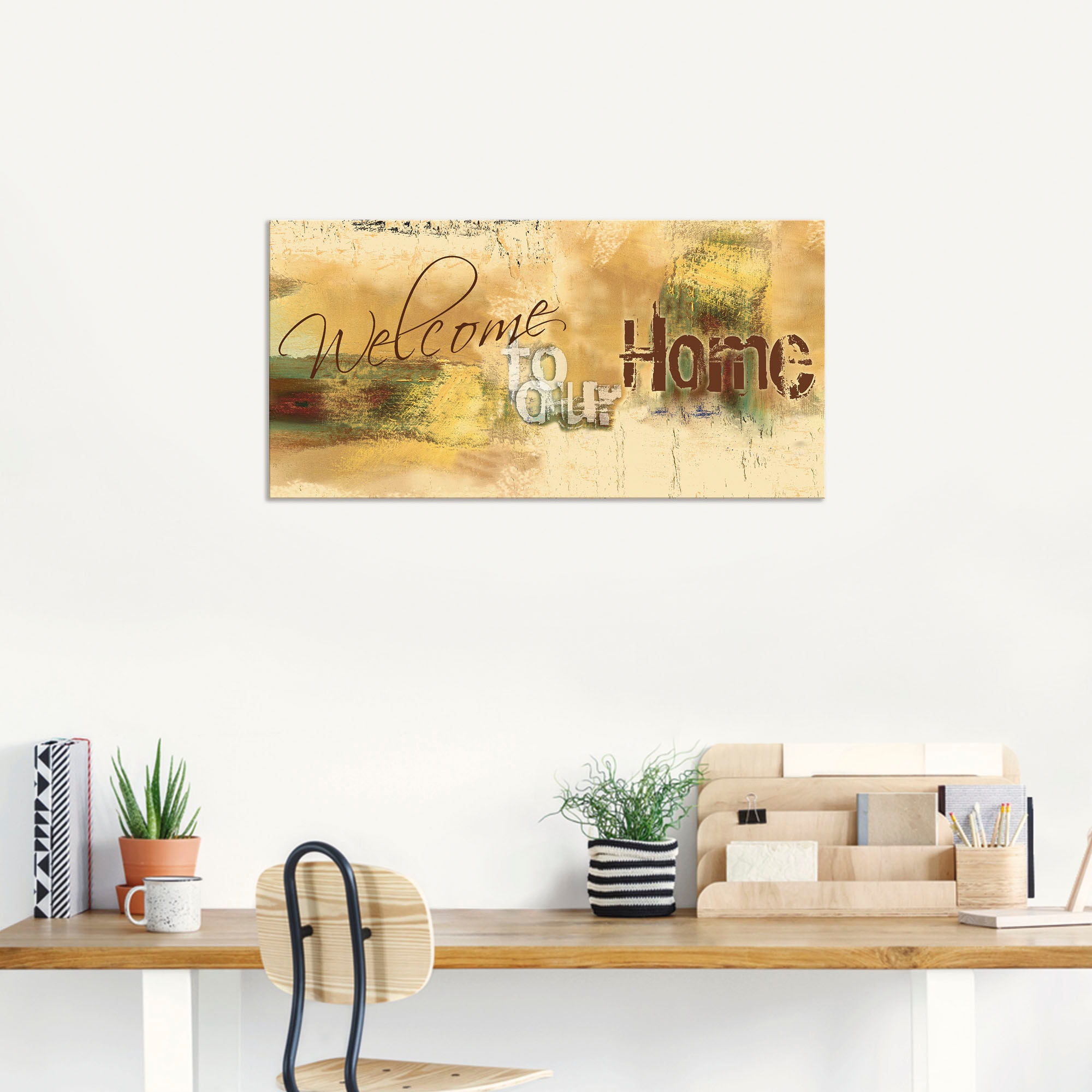 Artland Wandbild »Willkommen in unserem Zuhause«, Sprüche & Texte, (1 St.), als Alubild, Outdoorbild, Leinwandbild, Poster, Wandaufkleber