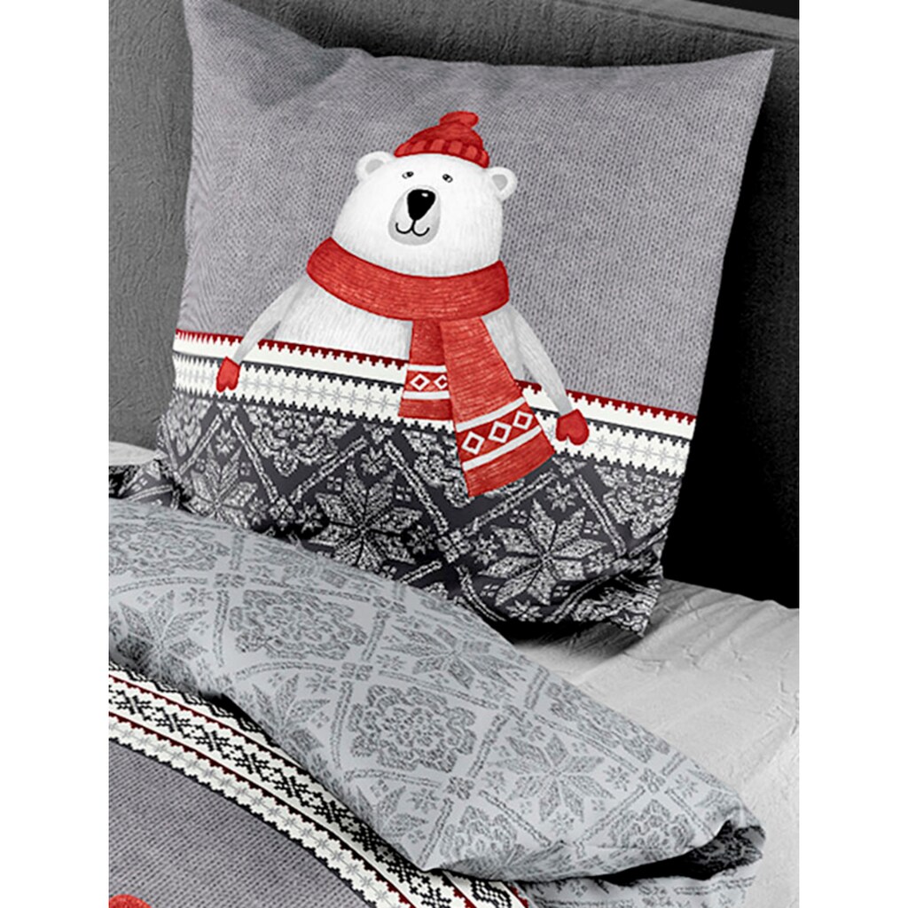 BIERBAUM Bettwäsche »Eisbären in Gr. 135x200 oder 155x220 cm, ideal für Weihnachten«, (2 tlg.)