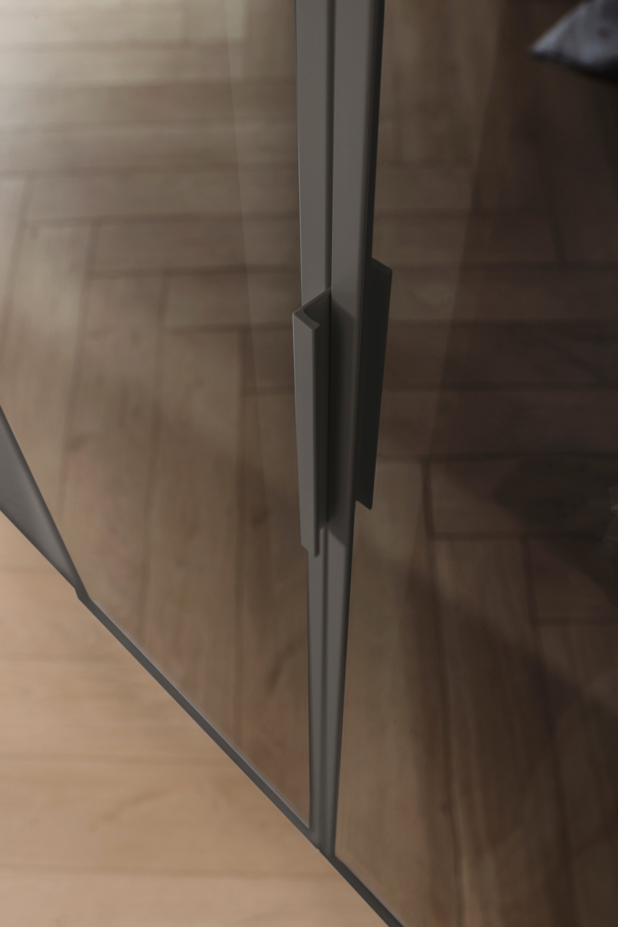 rauch Drehtürenschrank »Kleiderschrank Schrank Garderobe SKAT SHINE mit hochwertigem,«, transparentem Grauglas inkl. umfangreichem Zubehör MADE IN GERMANY