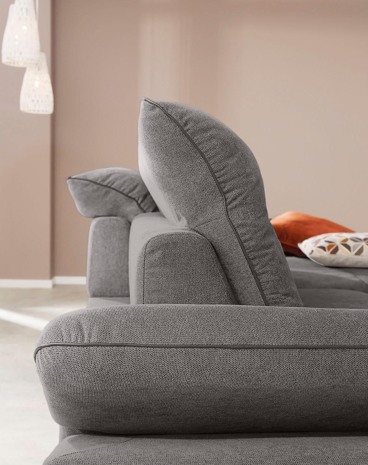 W.SCHILLIG Ecksofa »enjoy&MORE, Designsofa, elegant und bequem, L-Form«, Sitztiefenverstellung, Füße bronze pulverbeschichtet, Breite 294 cm