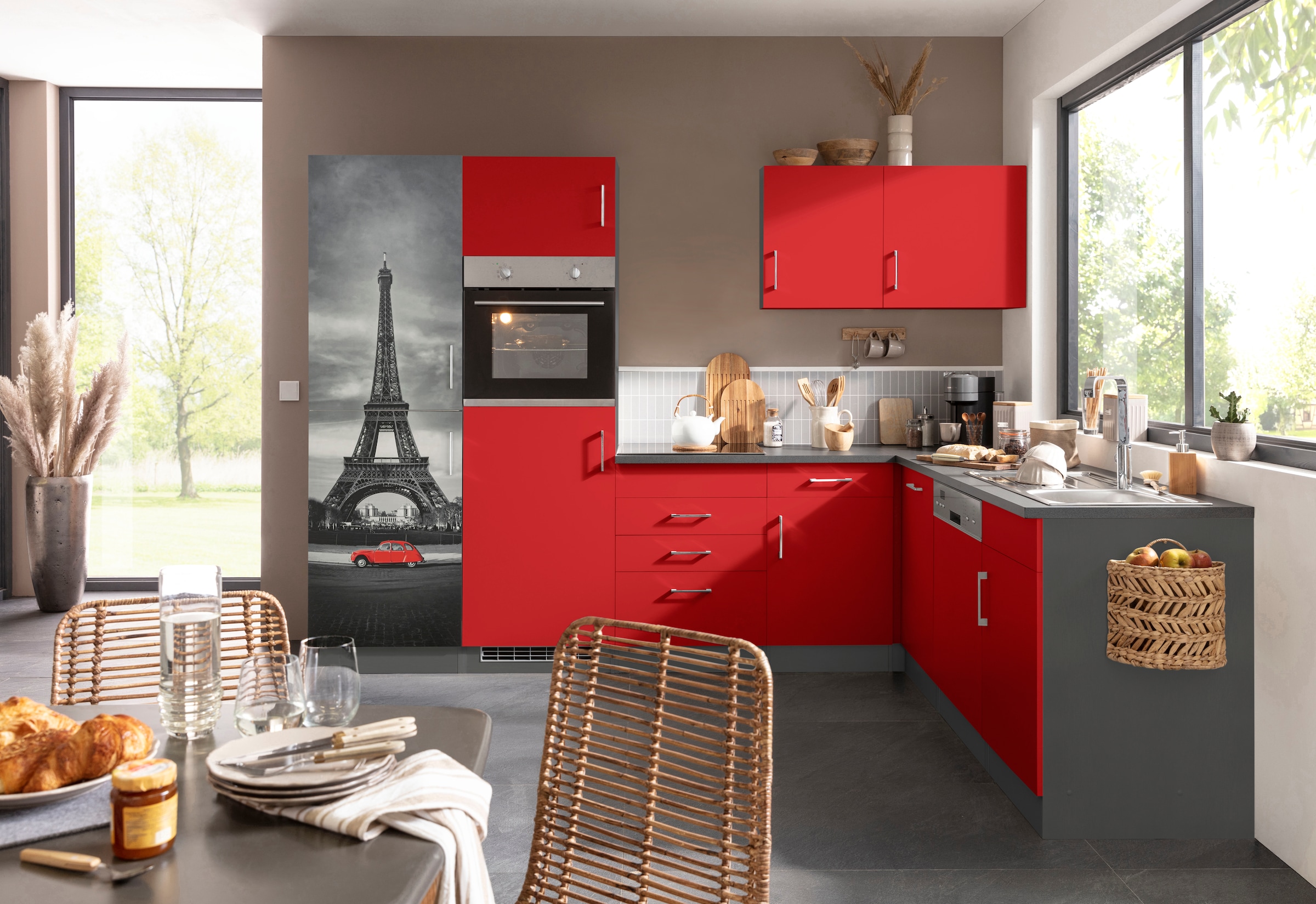 KOCHSTATION Winkelküche »KS-Paris«, ohne E-Geräte, Stellbreite 290/220 cm
