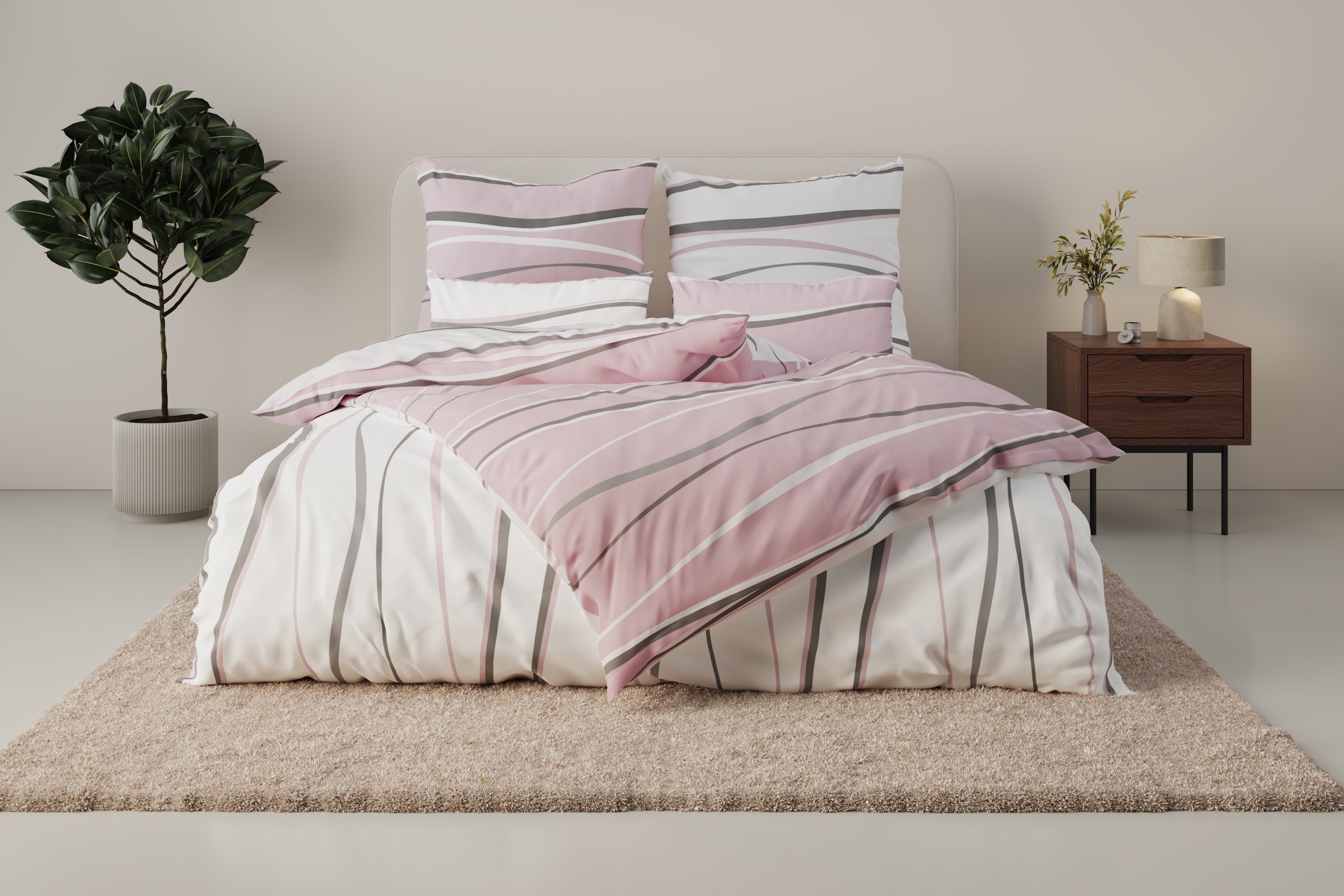 OTTO home Wendebettwäsche »Alvara« 2 Stk. tlg. in Gr. 135x200 oder 155x220 cm, 100% Baumwolle, grafisches Motiv