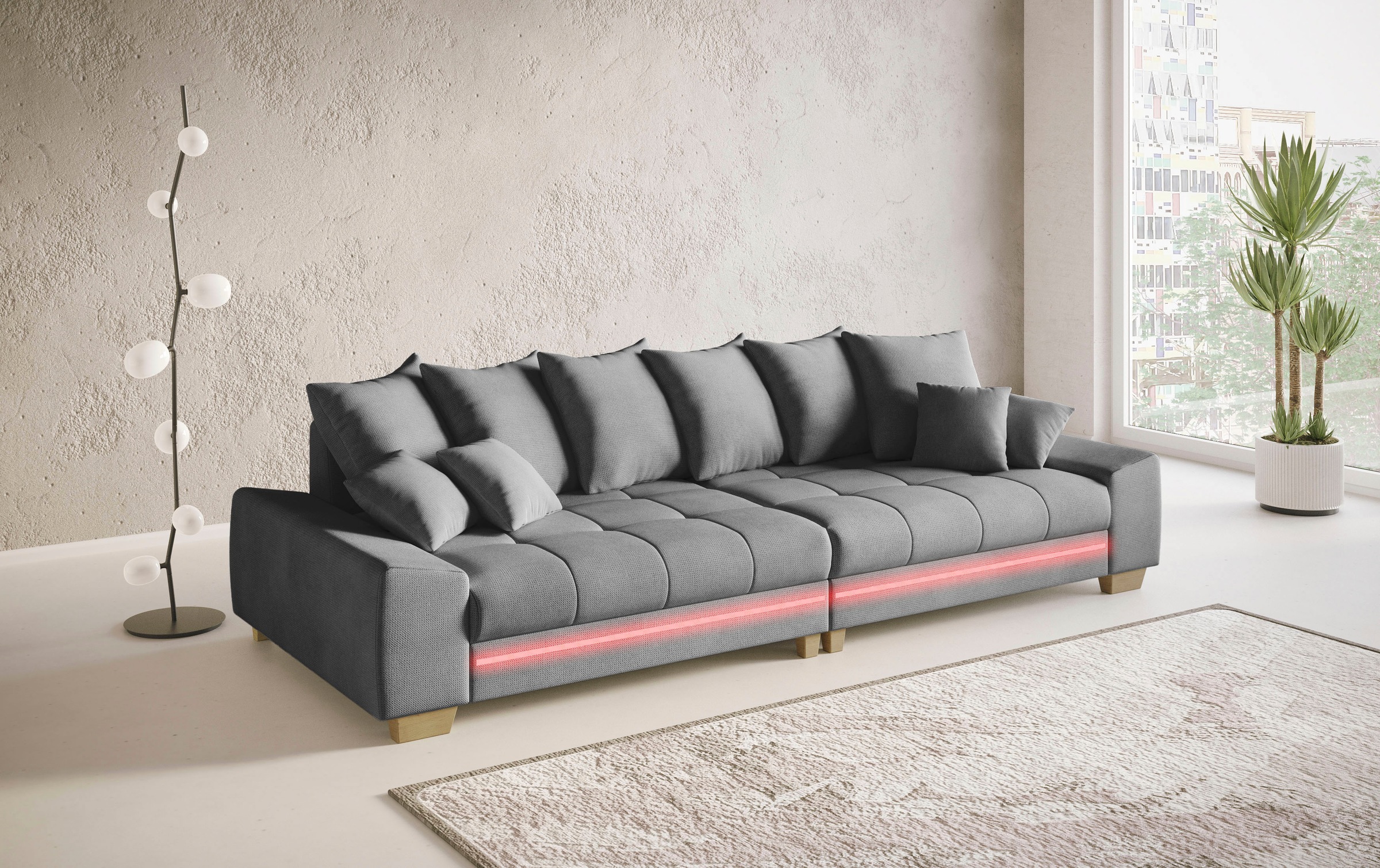 Mr. Couch Big-Sofa »Nikita II«, mit RGB-LED Beleuchtung, wahlweise mit Kaltschaum