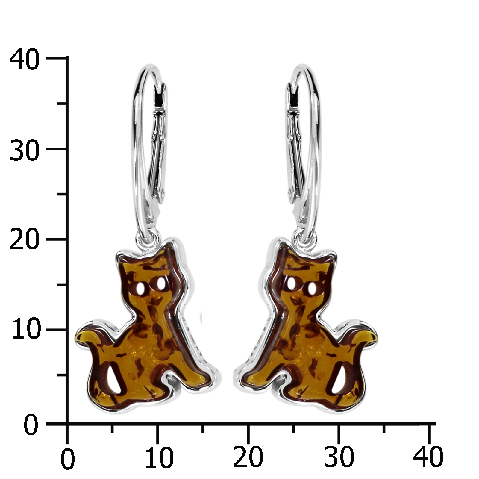OSTSEE-SCHMUCK Paar Ohrhänger »- Katze - Silber 925/000 - Bernstein«