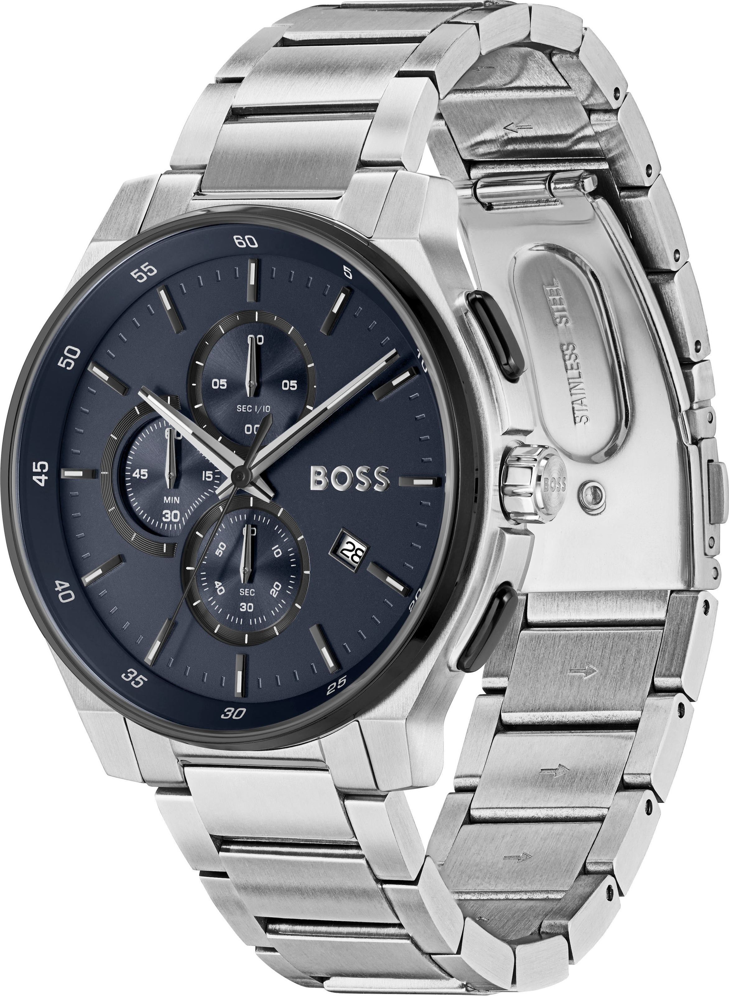 BOSS Chronograph »PEAK 2.0«, Quarzuhr, Armbanduhr, Herrenuhr, Edelstahlarmband, analog, Tag