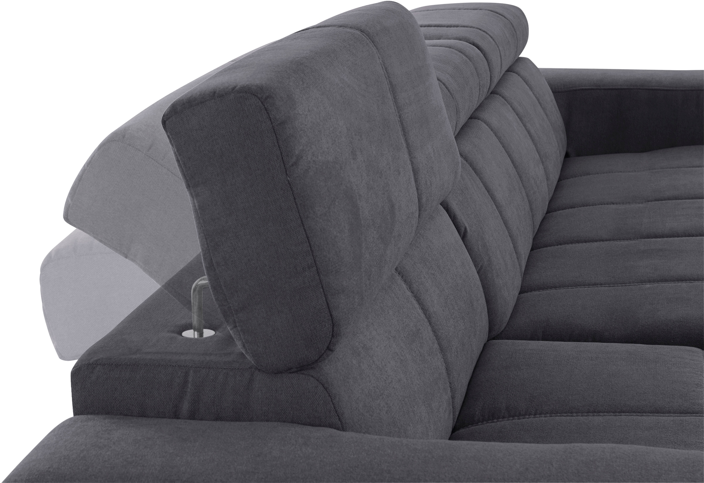 DOMO collection Ecksofa »Brandon B/T/H: 289/177/80 cm, whlw. mit Sitztiefenverstellung, L-Form«, mit Kopfteilverstellung, wahlweise Sitztiefenverstellung, L-Form