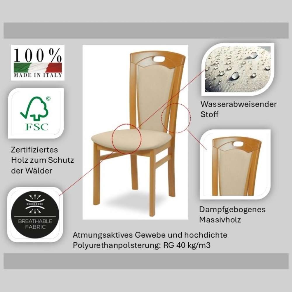 Home affaire Esszimmerstuhl »FERDI Made in Italy, Massivholz«, (Set), 2 St., Feinstruktur, Bezug Feinstruktur (wasser- und fleckabweisend) oder Struktur