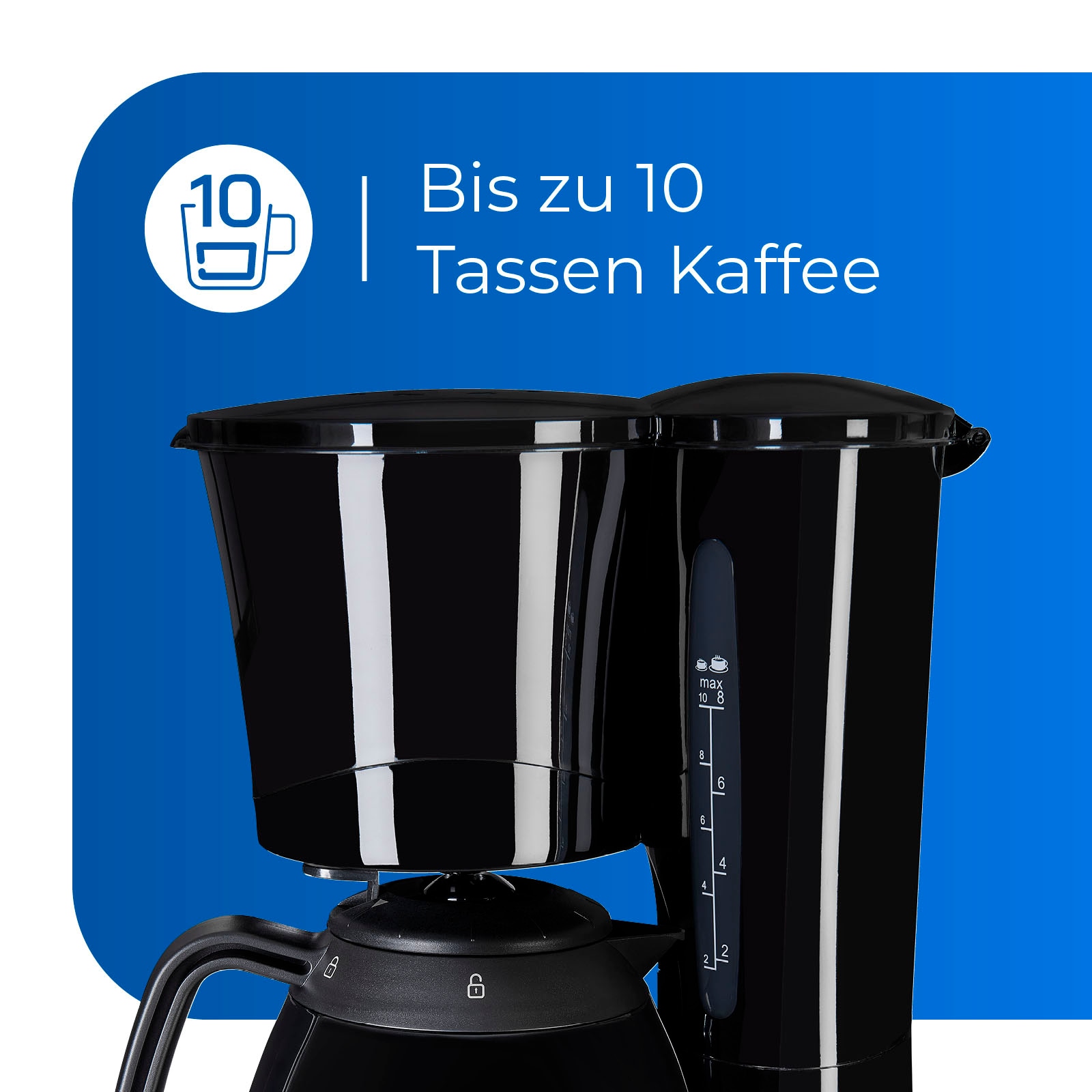 exquisit Filterkaffeemaschine 6502 »KA Garantie 1x4, mit Papierfilter, 2 sw«, 3 inkl. Kaffeekanne, 1 l XXL Thermoskannen Jahren