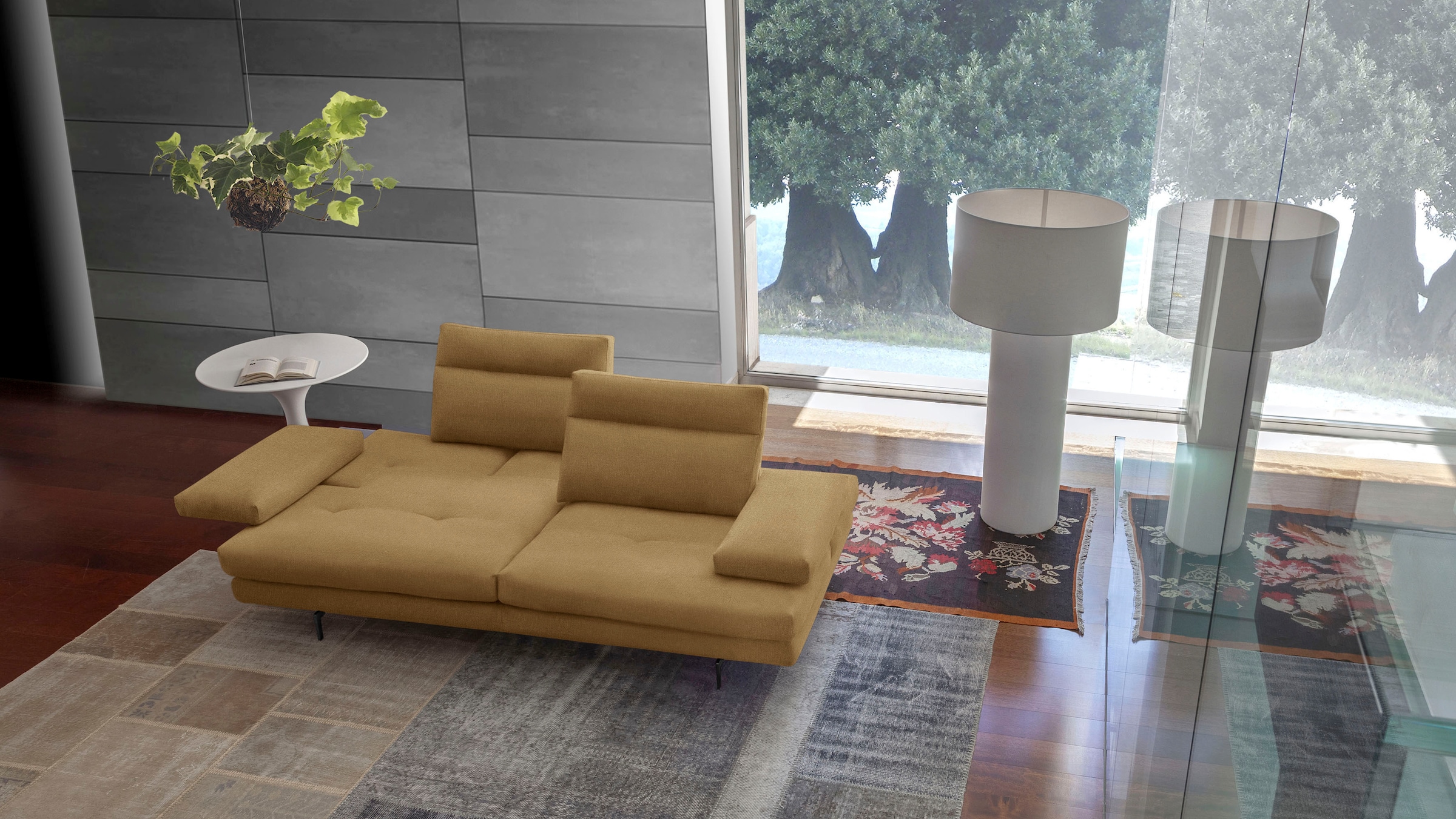 CALIA ITALIA 3,5-Sitzer »Toby Wing, italienisches Designsofa, super bequem, Megasofa«, inkl. Sitztiefenverstellung und Armteilfunktion, Füße in Schwarz matt