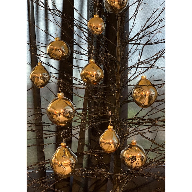 bequem organische Ø Kugeln 8 cm, Weihnachtsdeko, »Birdelle Christbaumkugeln«, Glas ca. 6 aus kaufen Christbaumschmuck, organischer Baumkugeln in Form, Leonique glänzend, Weihnachtsbaumkugel (Set, St.),