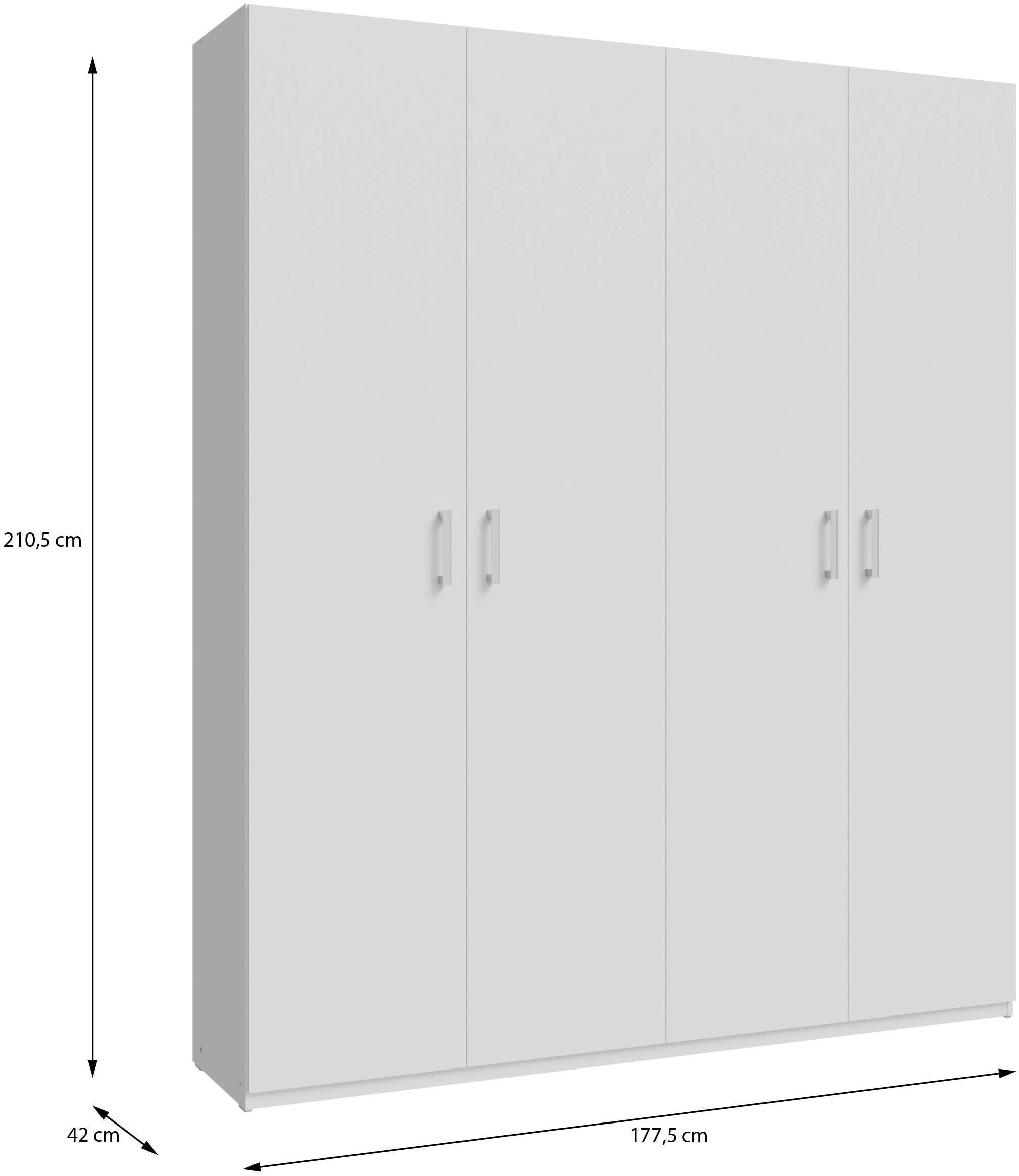 FORTE Kleiderschrank B/H/T 177,5/210,5/42 cm, stehende Montage
