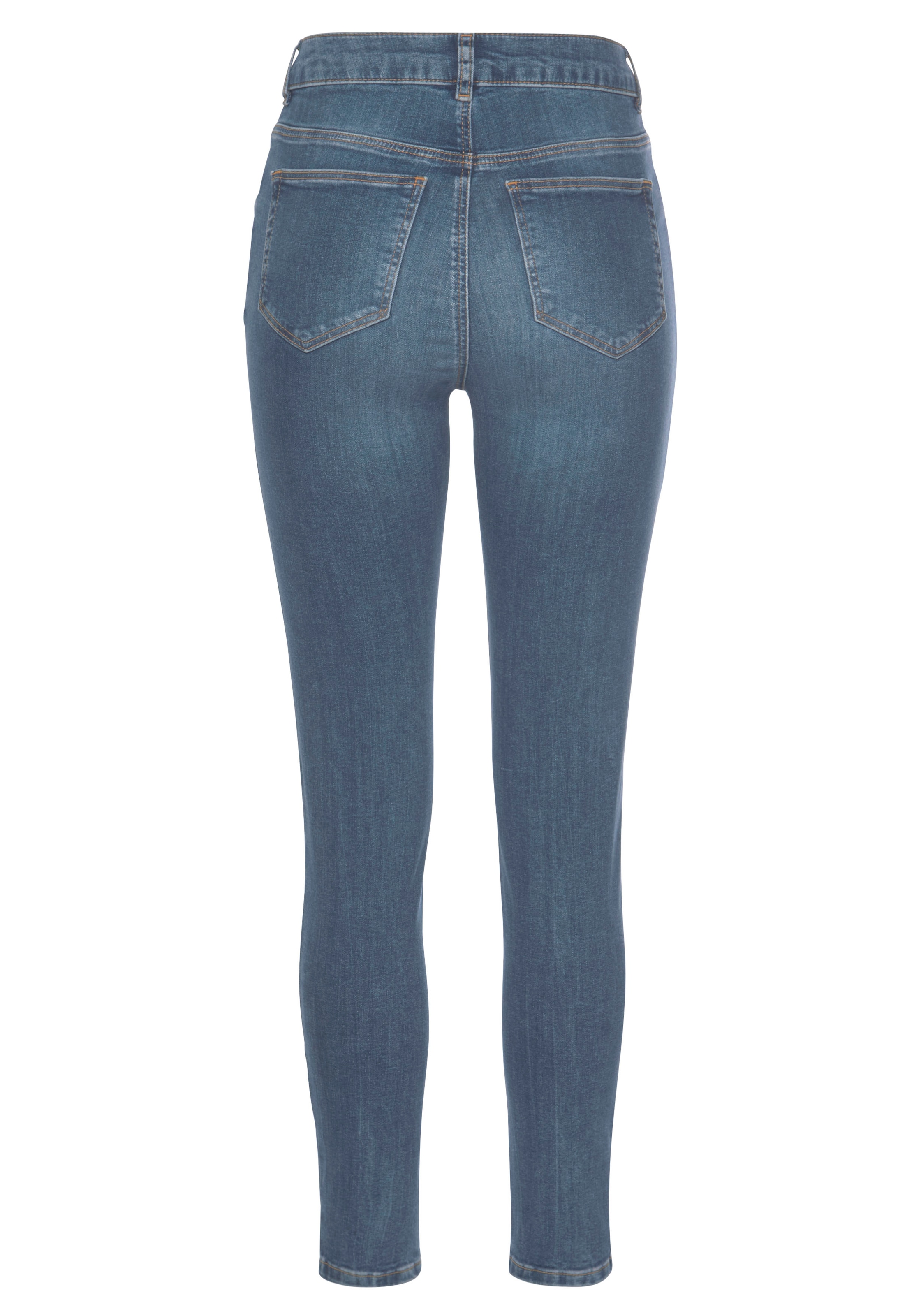 LASCANA High-waist-Jeans mit sichtbarer Knopfleiste und Stretch-Anteil, Skinny, High Waist
