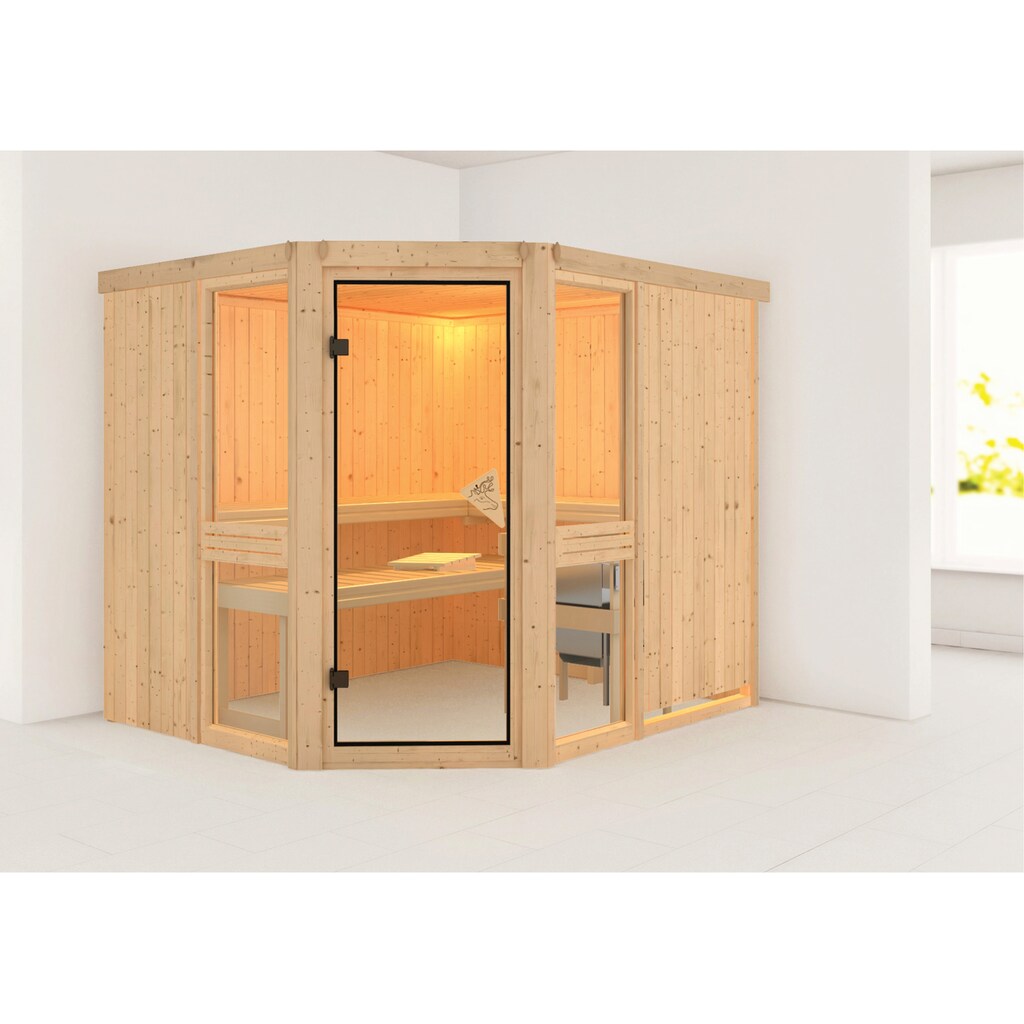 Karibu Sauna »Aline 3«, (Set), 9-kW-Ofen mit integrierter Steuerung