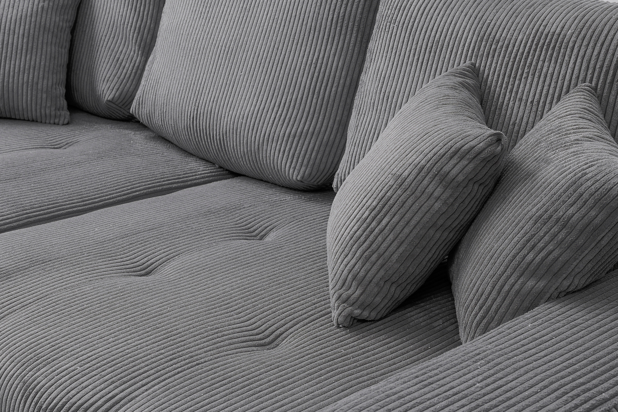 WERK2 Big-Sofa »Rimini Cord XXL Couch mit großer Sitztiefe, 240 cm breit, 4-Sitzer« Megasofa mit 4 Sitzplätzen, losen Rückenkissen & Zierkissen