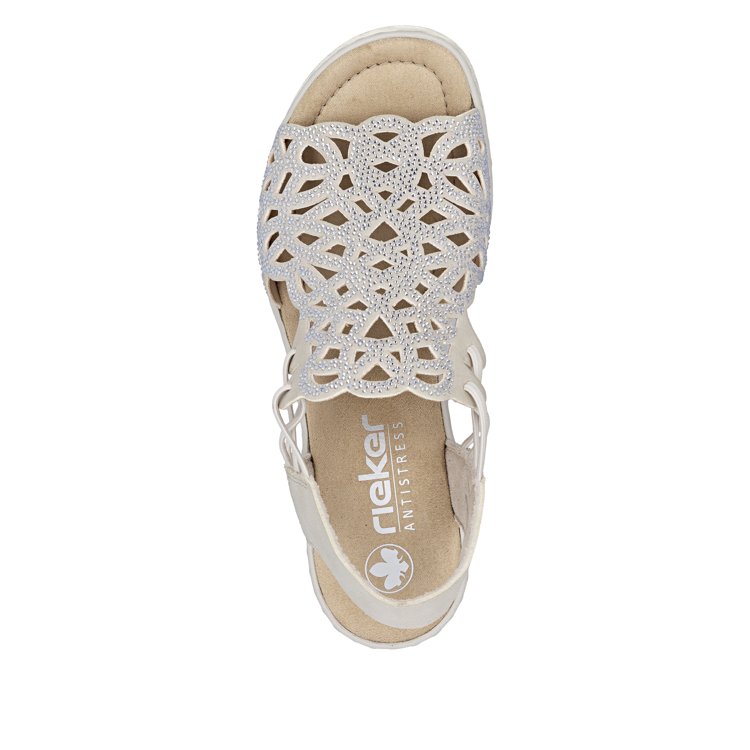 Rieker Keilsandalette  Sommerschuh, Plateausandale, Schlupfschuh mit Schmucksteinchen