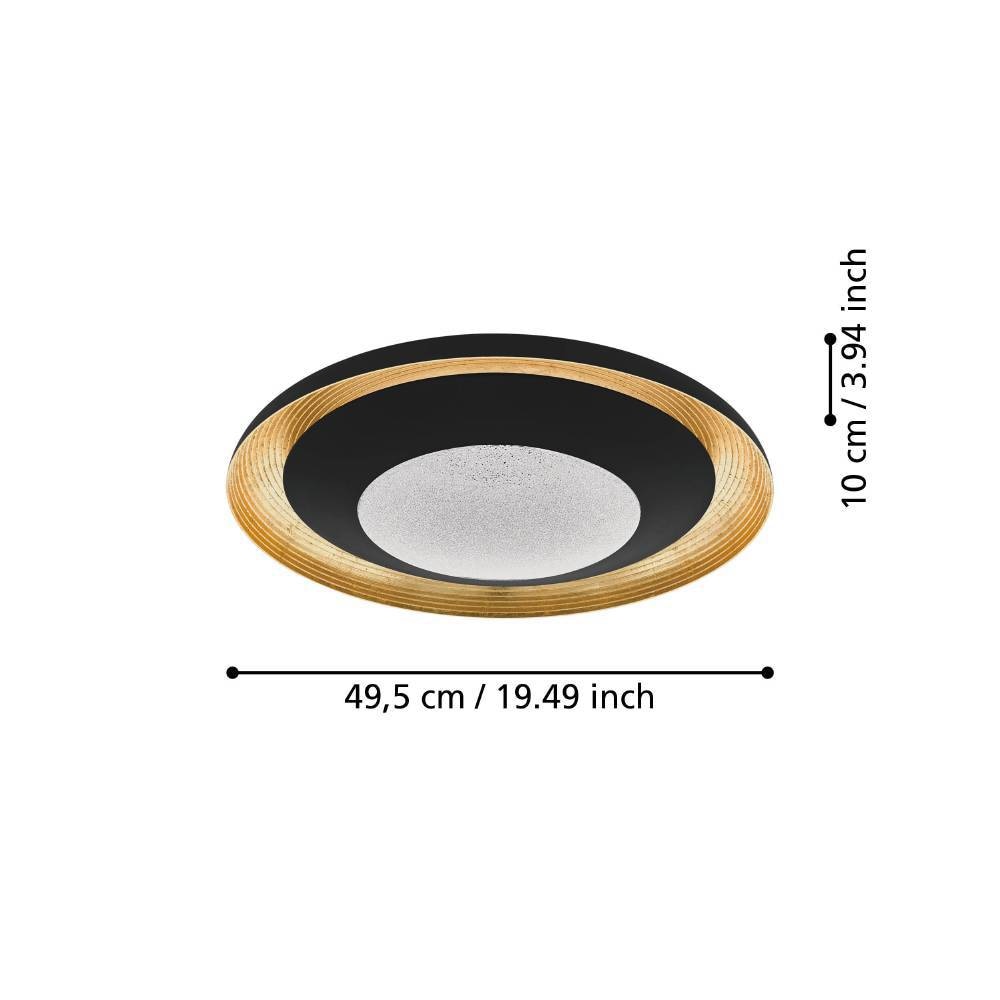 EGLO Deckenleuchte »CANICOSA 2 Deckenlampe, gold, schwarz, dimmbar, tuneable white, CCT«, 1 flammig, Leuchtmittel LED-Board | LED fest integriert, Farbtemperaturwechsel, Nachtlicht, Granille-Kristallen, Ø49,5cm