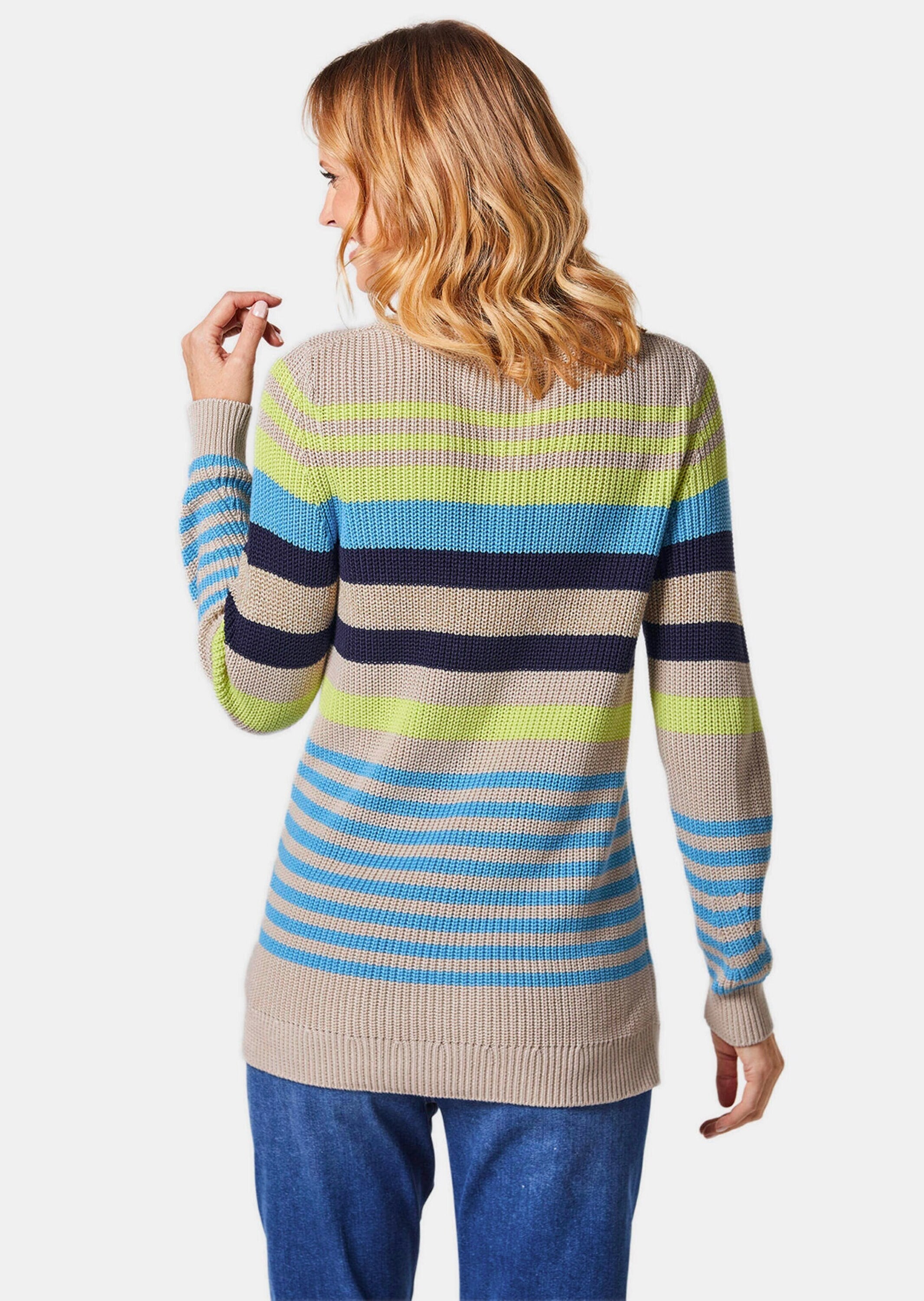 GOLDNER Rundhalspullover »Kurzgröße Ringelpullover« mit dezentem Glanzeffekt