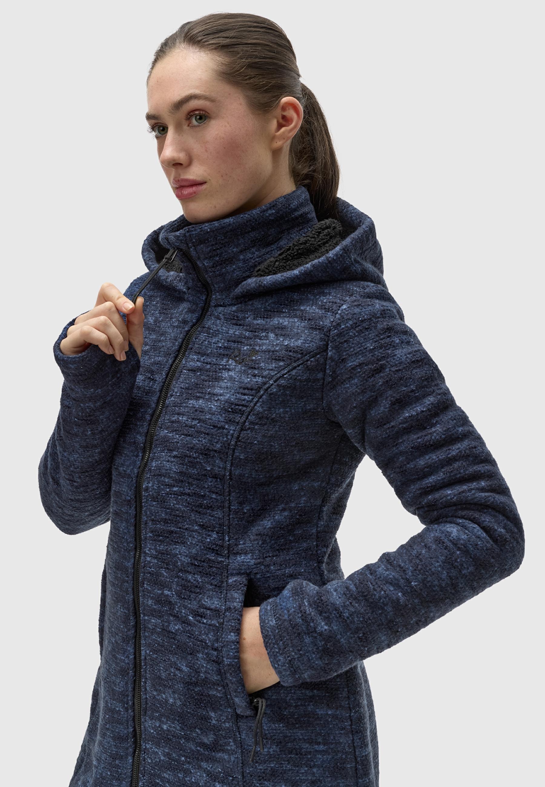 Ragwear Kapuzensweatjacke »Longstrickjacke Leysha Melange«