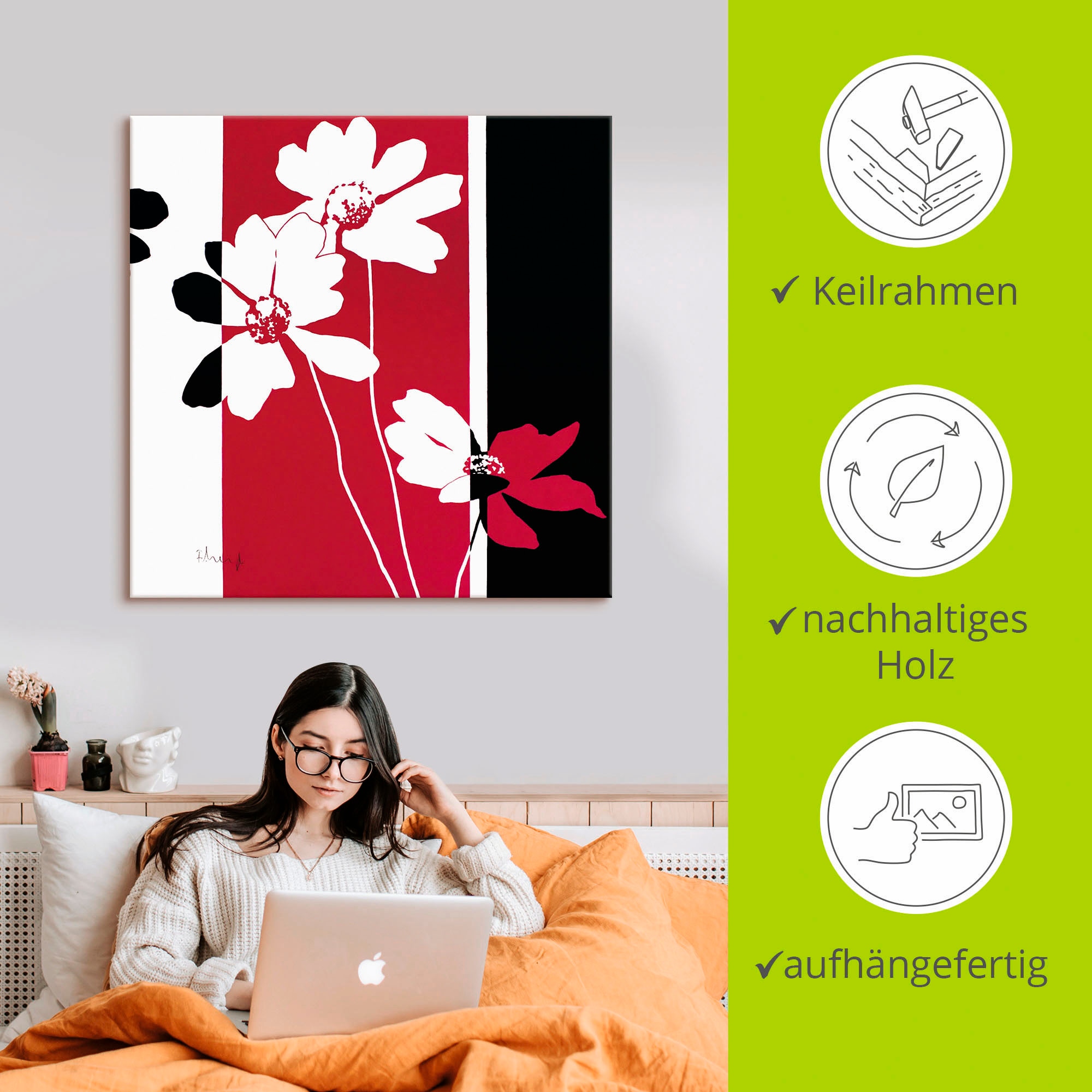 Artland Leinwandbild »Blumen Zusammensetzung II«, Blumen, (1 St.), auf Keilrahmen gespannt