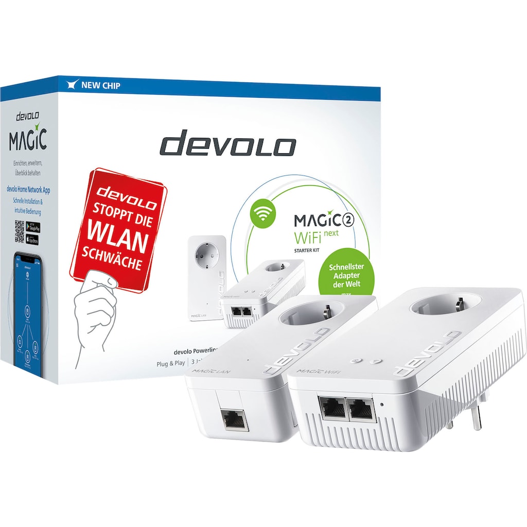DEVOLO Netzwerk-Adapter »Magic 2 WiFi ac Next Starterkit (2400Mbit, 3x LAN, Mesh)«