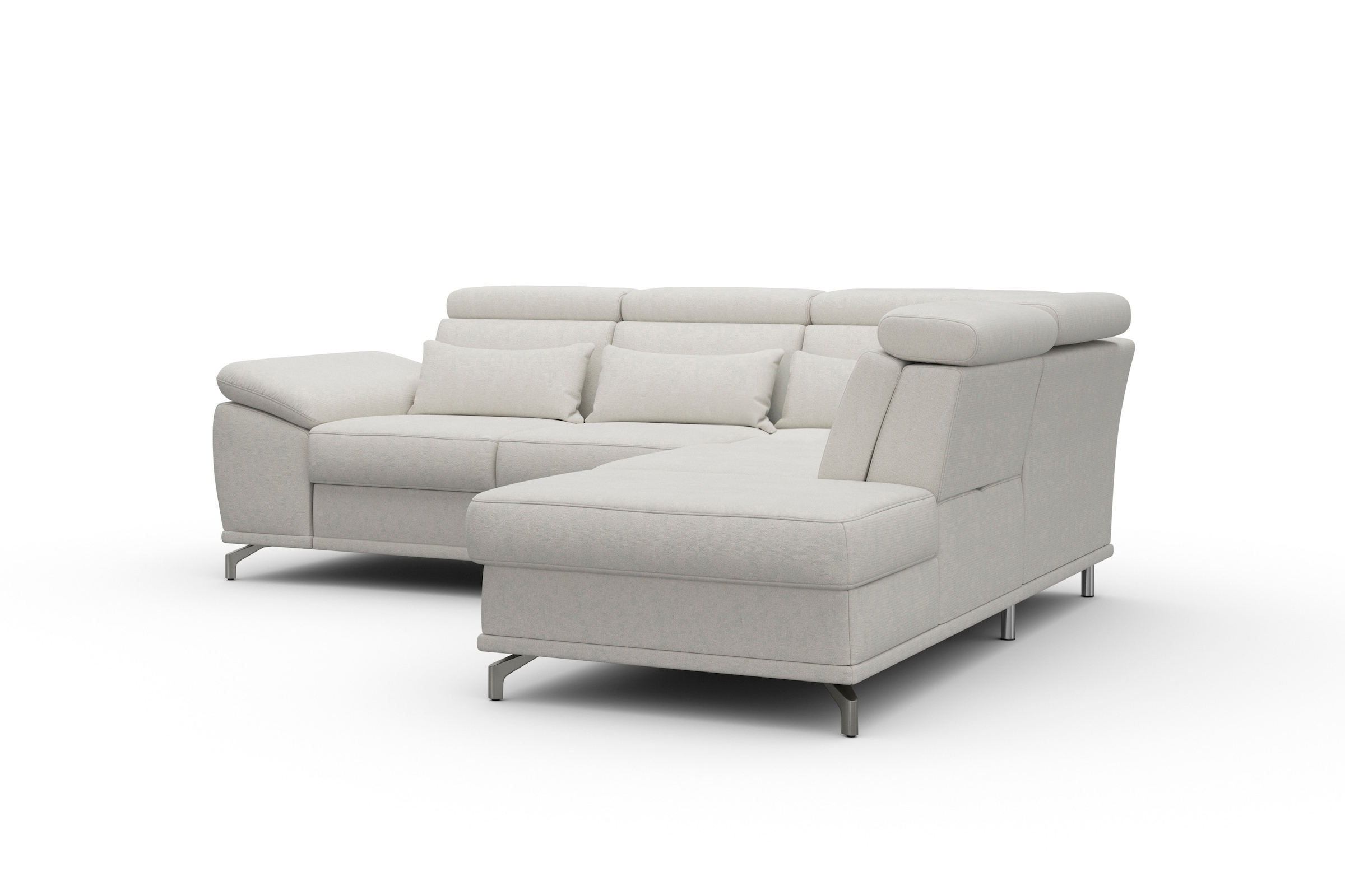 sit&more Ecksofa »Cabrio L-Form, mit Sitztiefenverstellung, Arm- und Kopfteilverstellung«, 3 Nierenkissen, Federkern, optional Bettfunktion und Stauraum