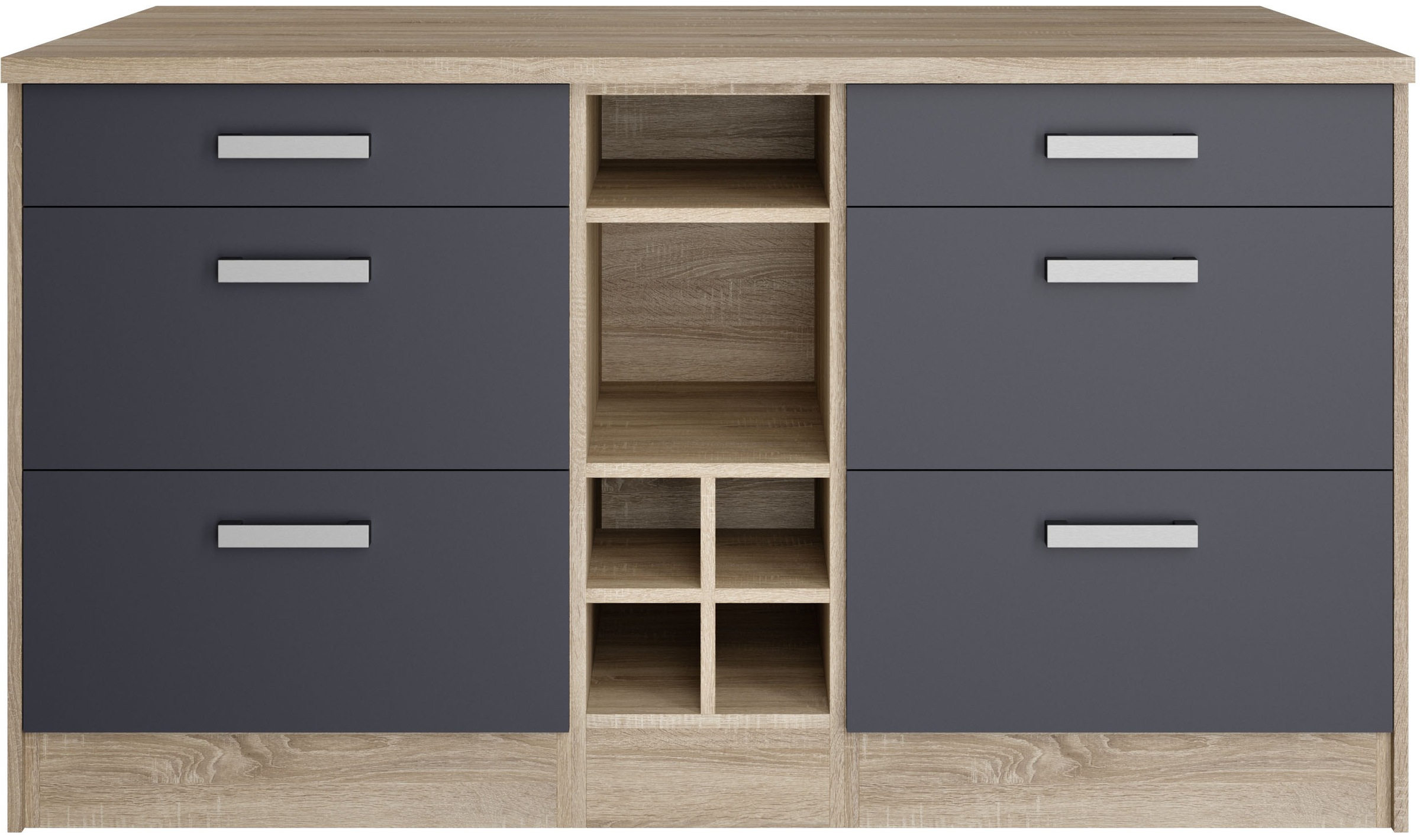 KOCHSTATION Kücheninsel »KS-Toronto«, Breite 153 cm, MDF-Fronten, Flaschenregal