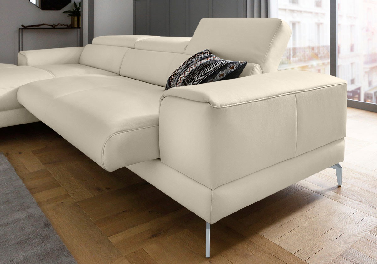 W.SCHILLIG Ecksofa »piedroo, Designsofa mit tollem Sitzkomfort, bequem und elegant, L-Form«, Kopfteilverstellung, wahlweise mit Sitztiefenverstellung, Breite 303cm