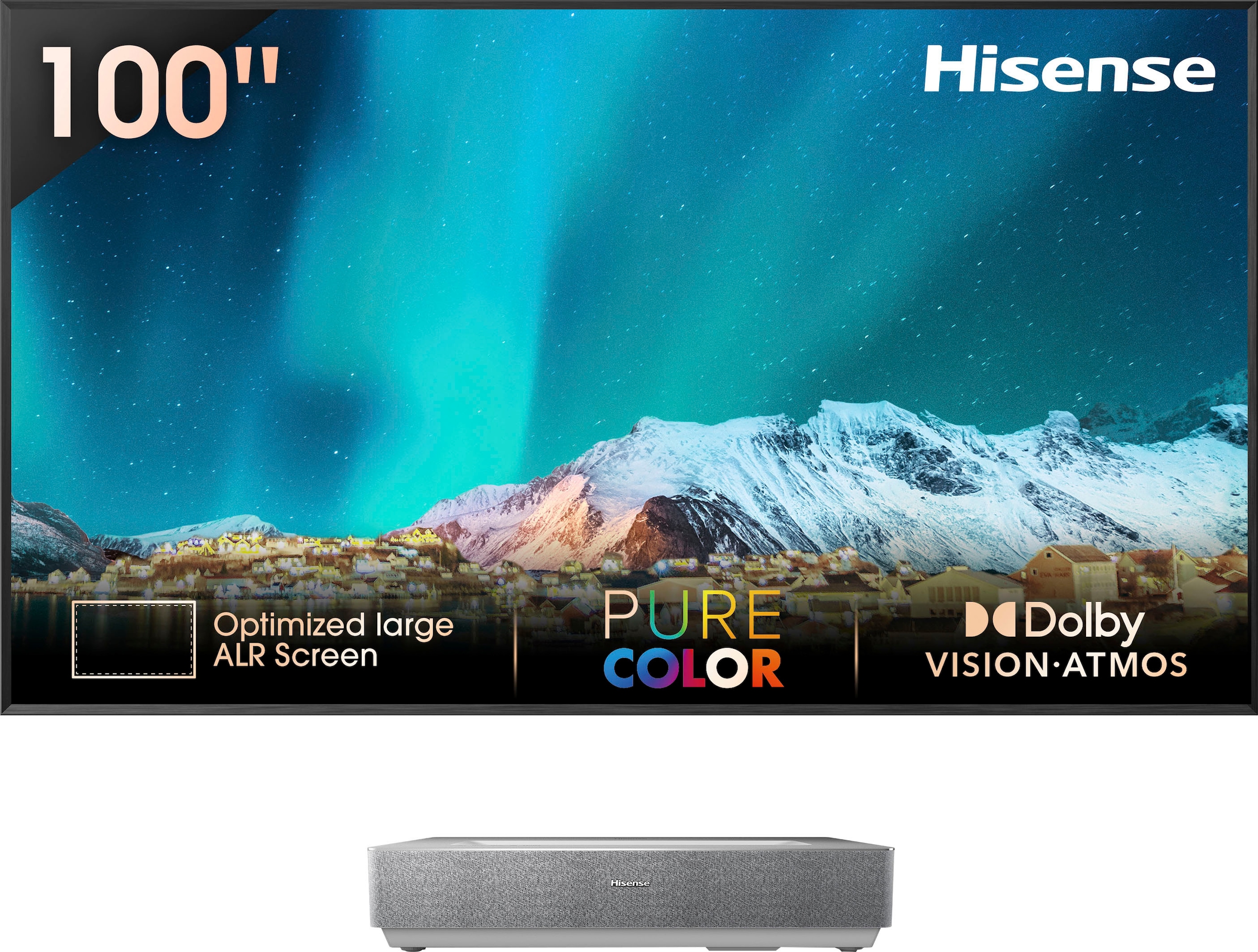 DLP-Beamer »Hisense 100L5HD Daylight Screen (100 Zoll) Laser TV Projektor«, 4K, HDR,...