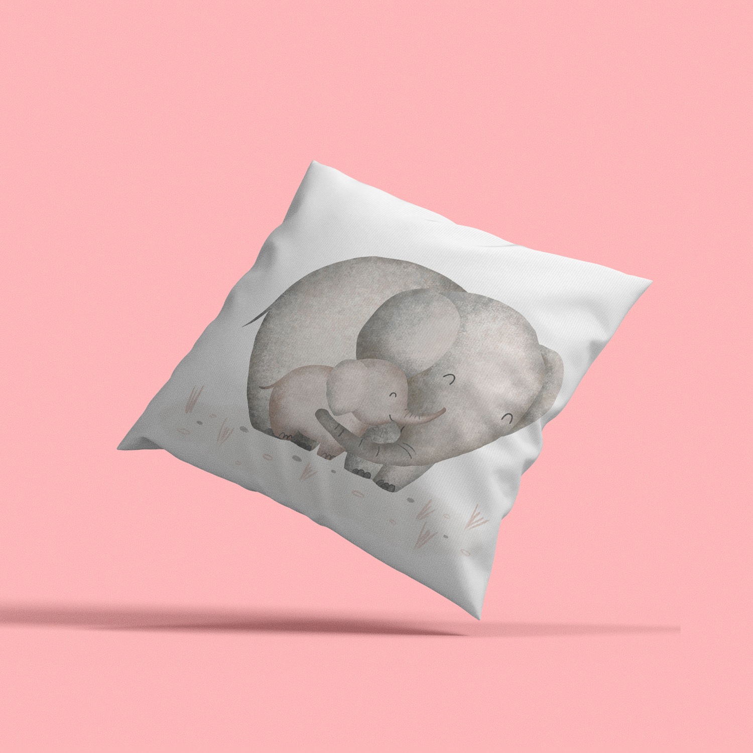 queence Dekokissen »Großer Elefant & kleiner Elefant«, Kissenhülle mit HD Premium Druck, geruchsneutral, 40x40cm