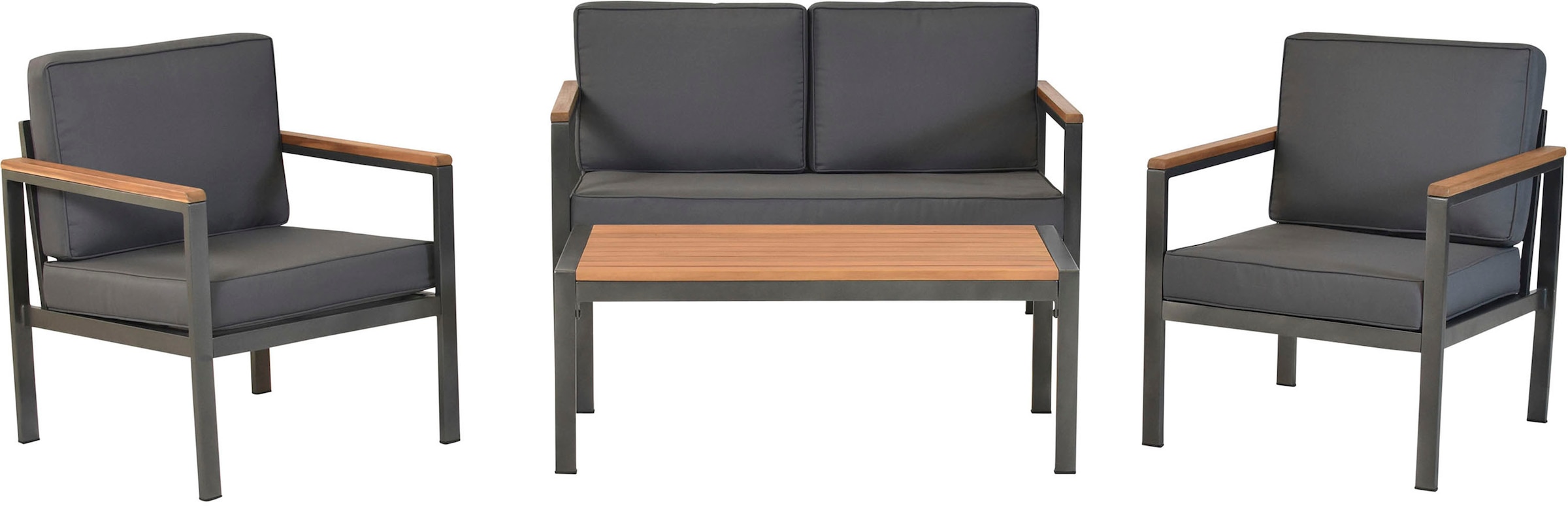 MERXX Gartenlounge-Set »»Kavos«« Set, 10 Stk. tlg. Tischplatte und Applikationen aus Kunststoff in Holzoptik