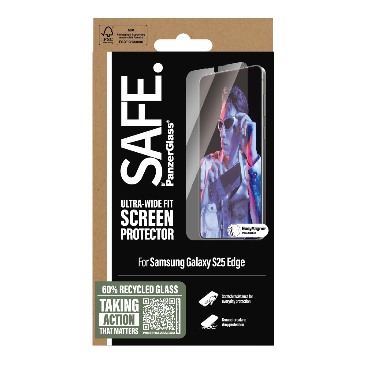 SAFE by PanzerGlass Displayschutzglas »Ultra-Wide Fit Screen Protection«, für Samsung Galaxy S25 Edge, Displayschutzfolie, Schutzfolie, Bildschirmschutz, kratz- & stoßfest