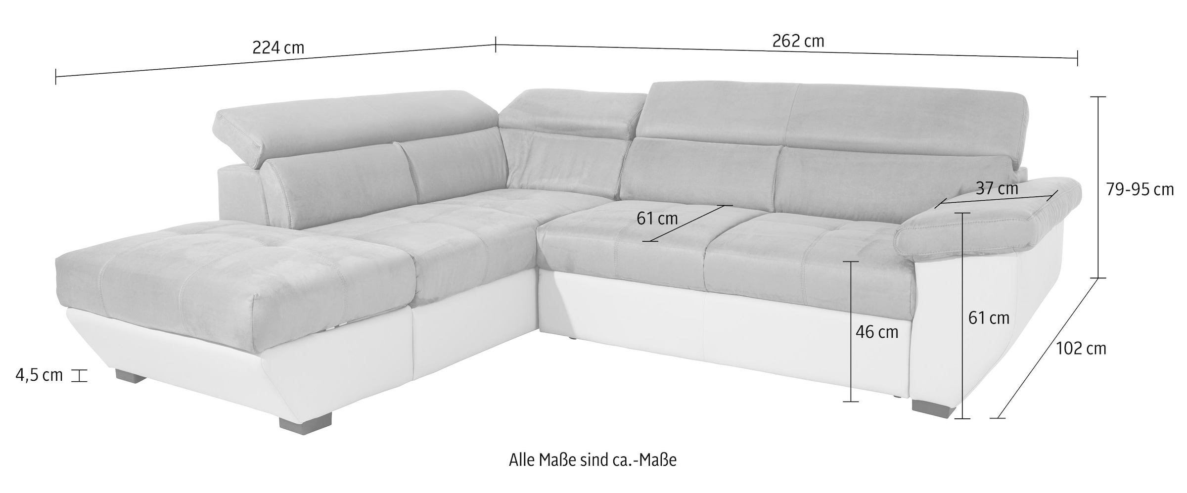 COTTA Ecksofa »Speedway L-Form«, mit Kopfteilverstellung, wahlweise mit Bettfunktion und Bettkasten