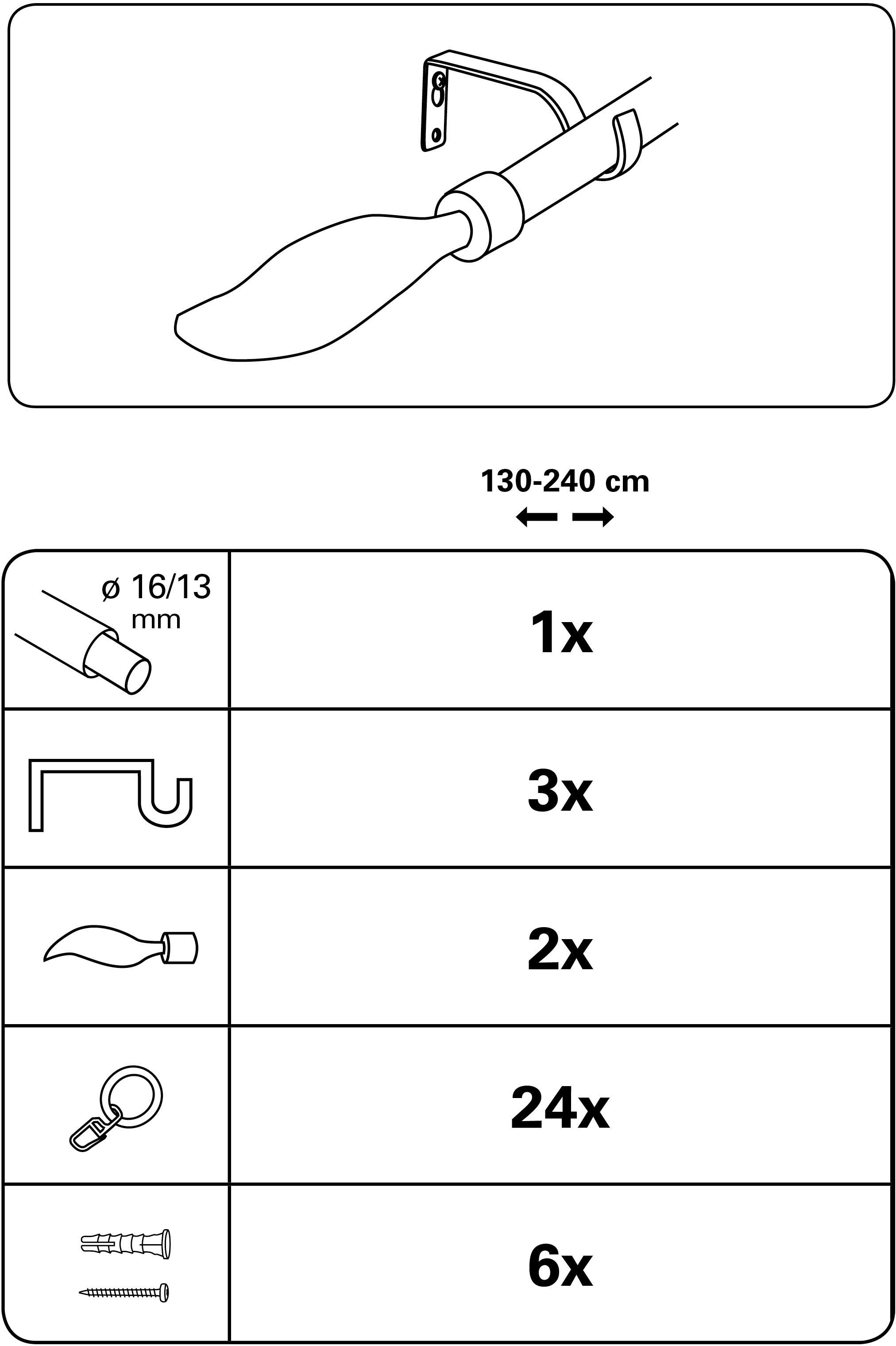 GARDINIA Gardinenstange »Set Metall«, 1 läufig-läufig, ausziehbar, 1-Lauf
