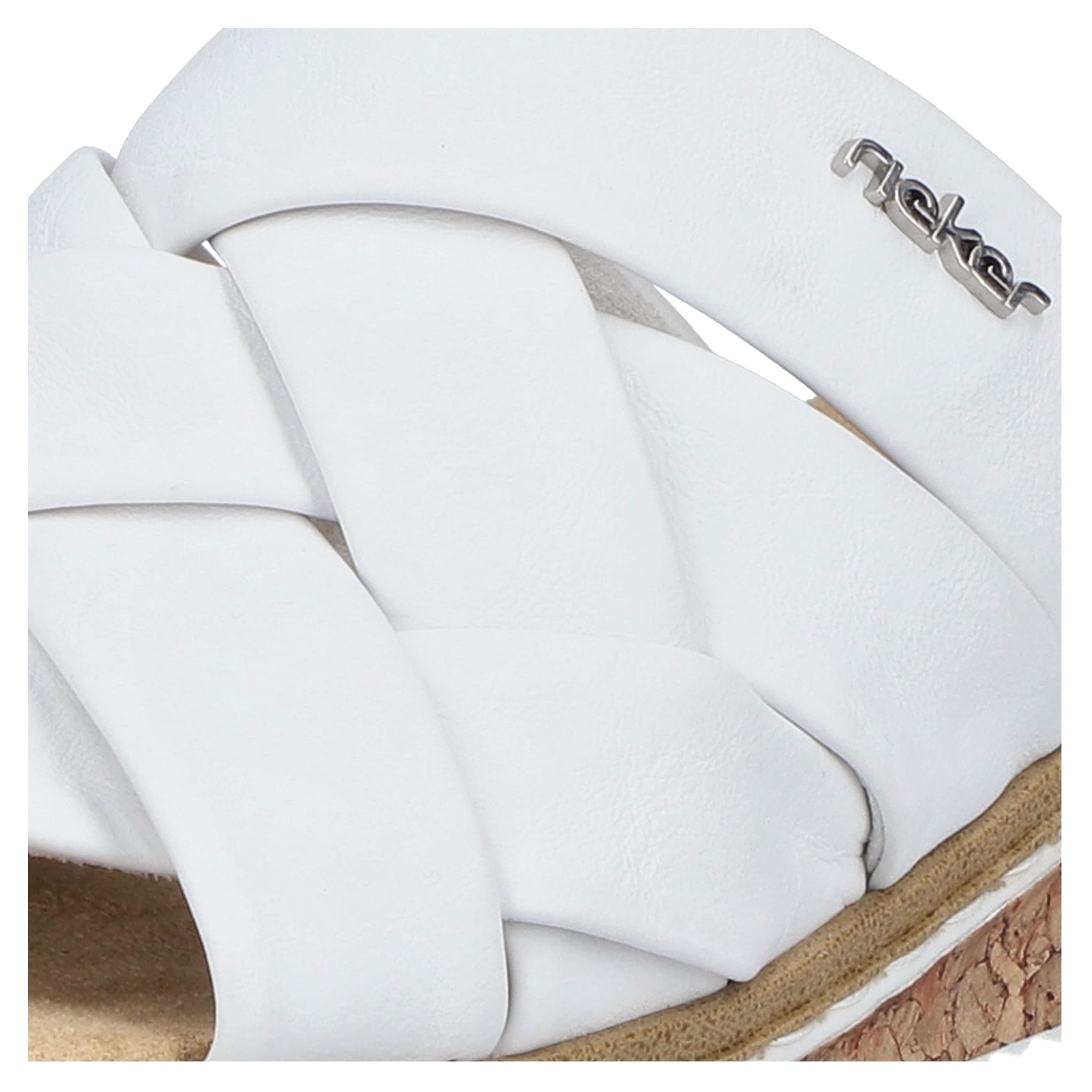 Rieker Pantolette, Sommerschuh, Schlappen, Hausschuh, Urlaubschuh mit Absatz in Korkoptik
