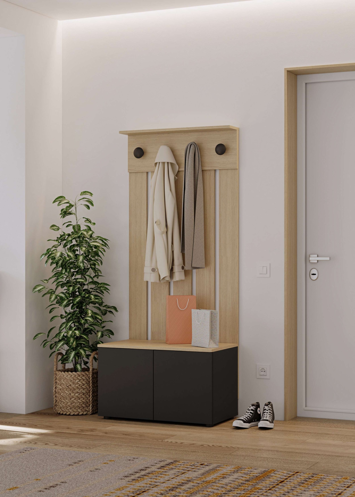 Garderobenschrank »Dot, Garderobe, Taschenablage, Jackenaufhänger, platzsparend,«, mit...