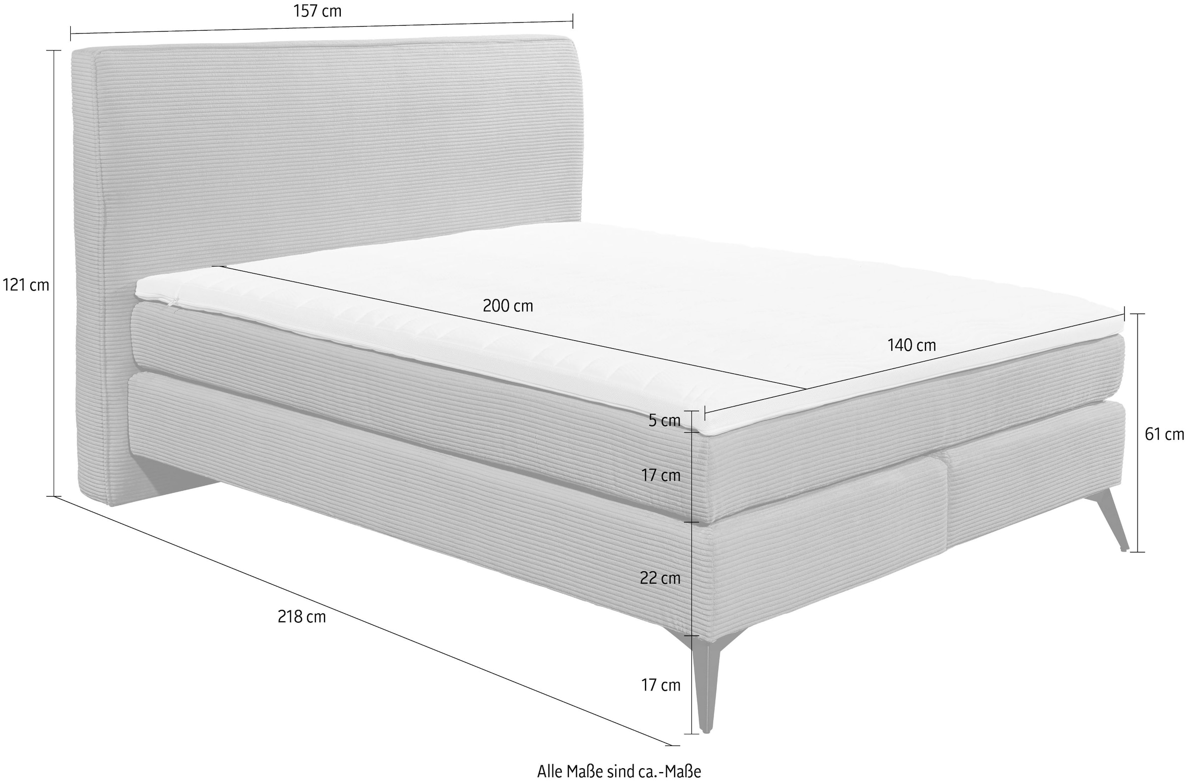 DELA Design Boxspringbett »Tolo«, in verschiedenen Größen bestellbar, Farbvarianten möglich