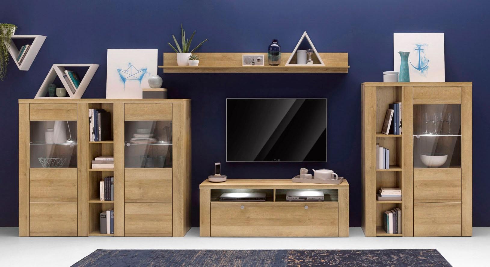 Home affaire Lowboard »Larona, zeitloses TV Board mit 1 Klappe und 2 offenen Fächern«, Breite 140 cm, Fernsehbank, viel Stauraum, dekorative Rahmenoptik