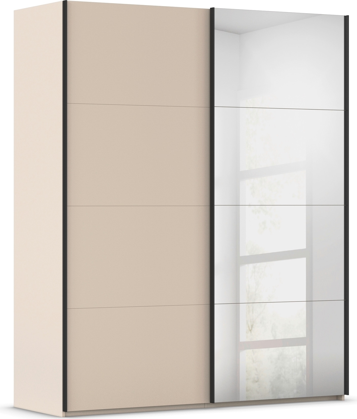 rauch Schwebetürenschrank »Kleiderschrank Schrank Garderobe Schlafzimmerschrank SCALE-FYRA« edle viergeteilte Türen mit Spiegel und vielen Farben MADE IN GERMANY