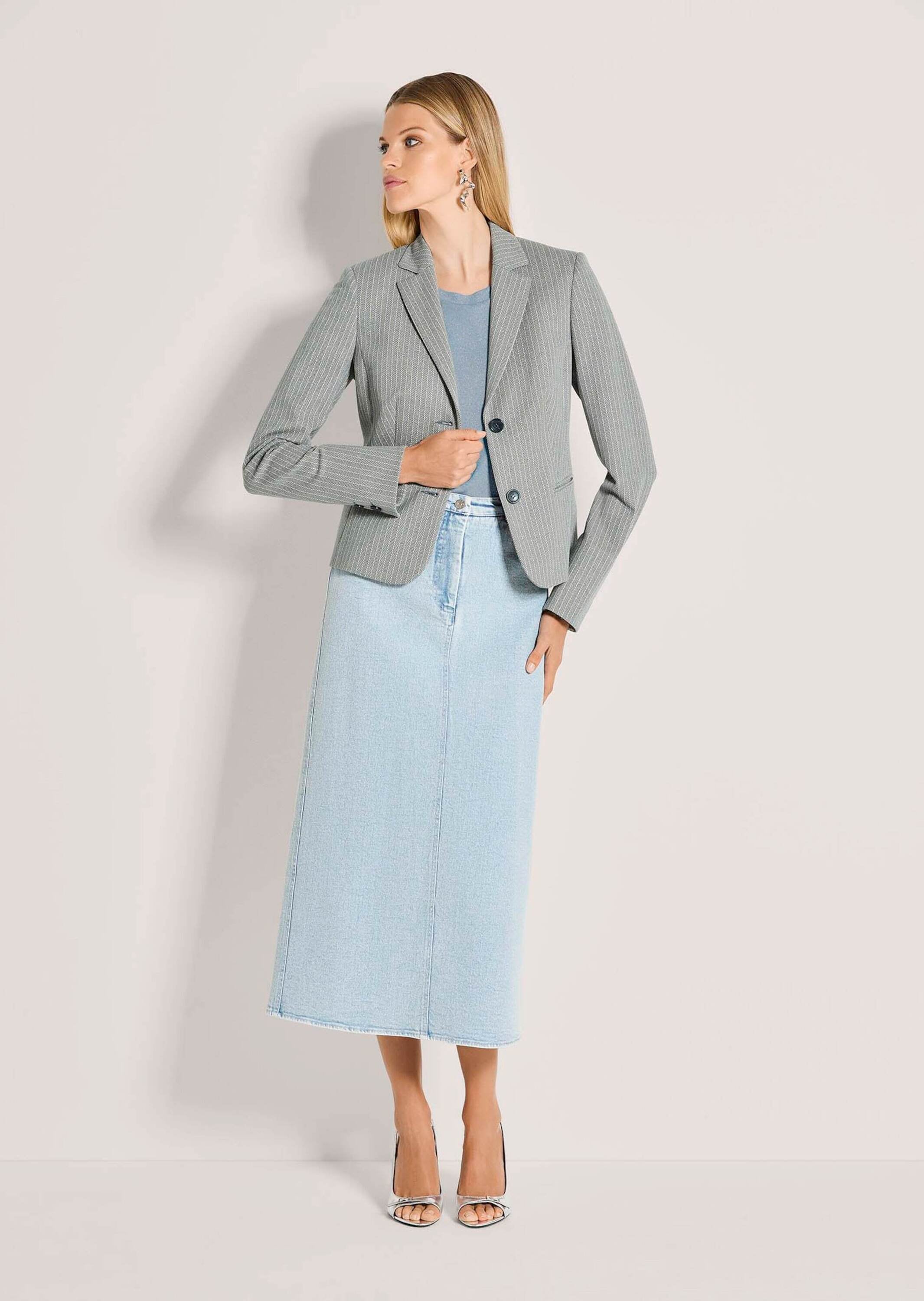 MADELEINE Jackenblazer »Blazer Kurzblazer mit Nadelstreifen« Streifenblazer mit Glanzefekt
