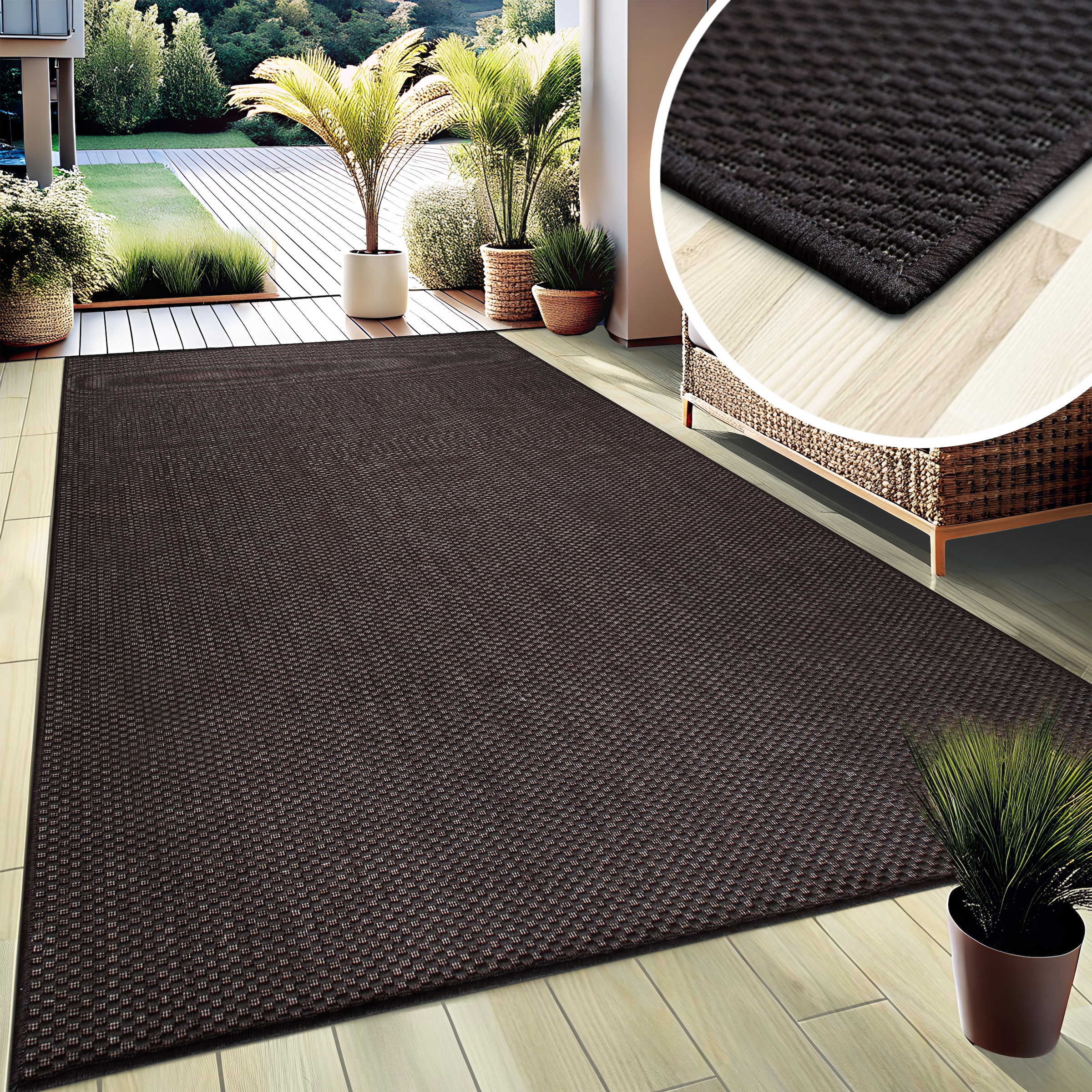 my home Teppich »Venedig auch als Läufer erhältlich«, rechteckig, 4 mm Höhe, In- und Outdoor geeignet, Sisal-Optik, Wetterfest & UV-beständig