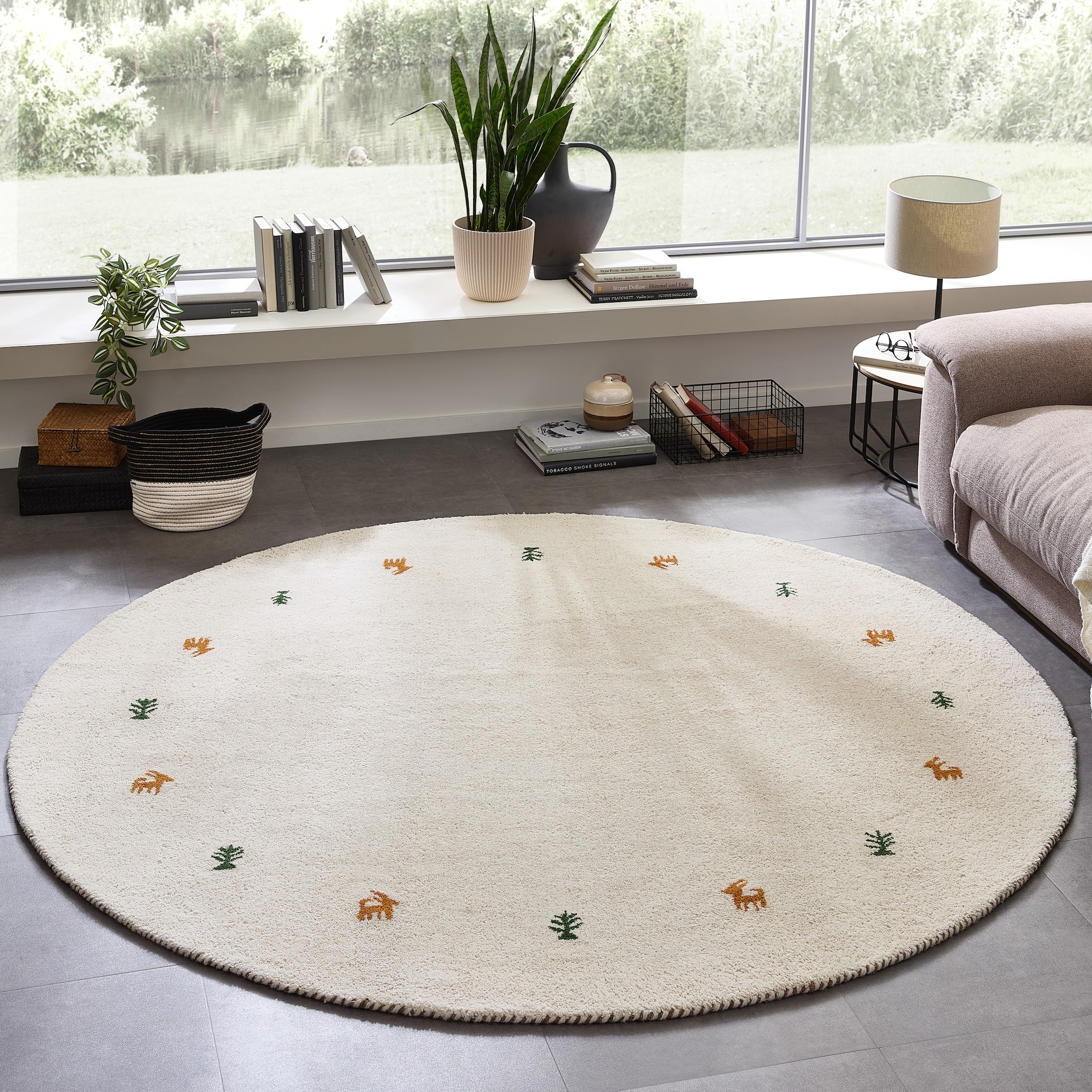 THEKO Wollteppich »Gabbeh Motiv, Handgefertigt, Teppich, Tiermotiv,  reine Wolle,« rund 14 mm Höhe reine Wolle, Wohnzimmer, Schlafzimmer, Esszimmer