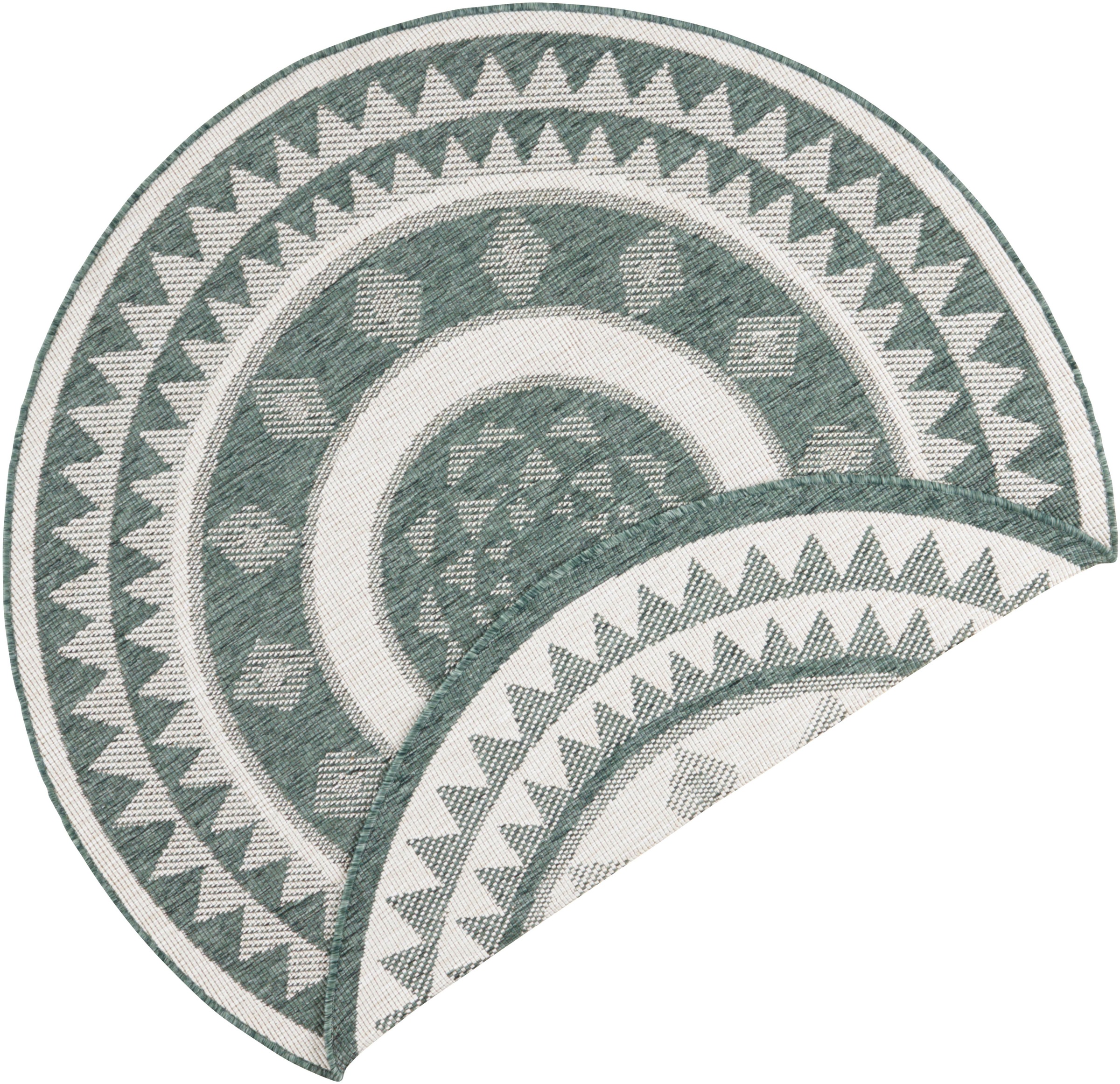 NORTHRUGS Teppich »Jamaica«, rund, 5 mm Höhe, In-& Outdoor, Wetterfest, Balkon, Garten, Wohnzimmer, Wasserfest