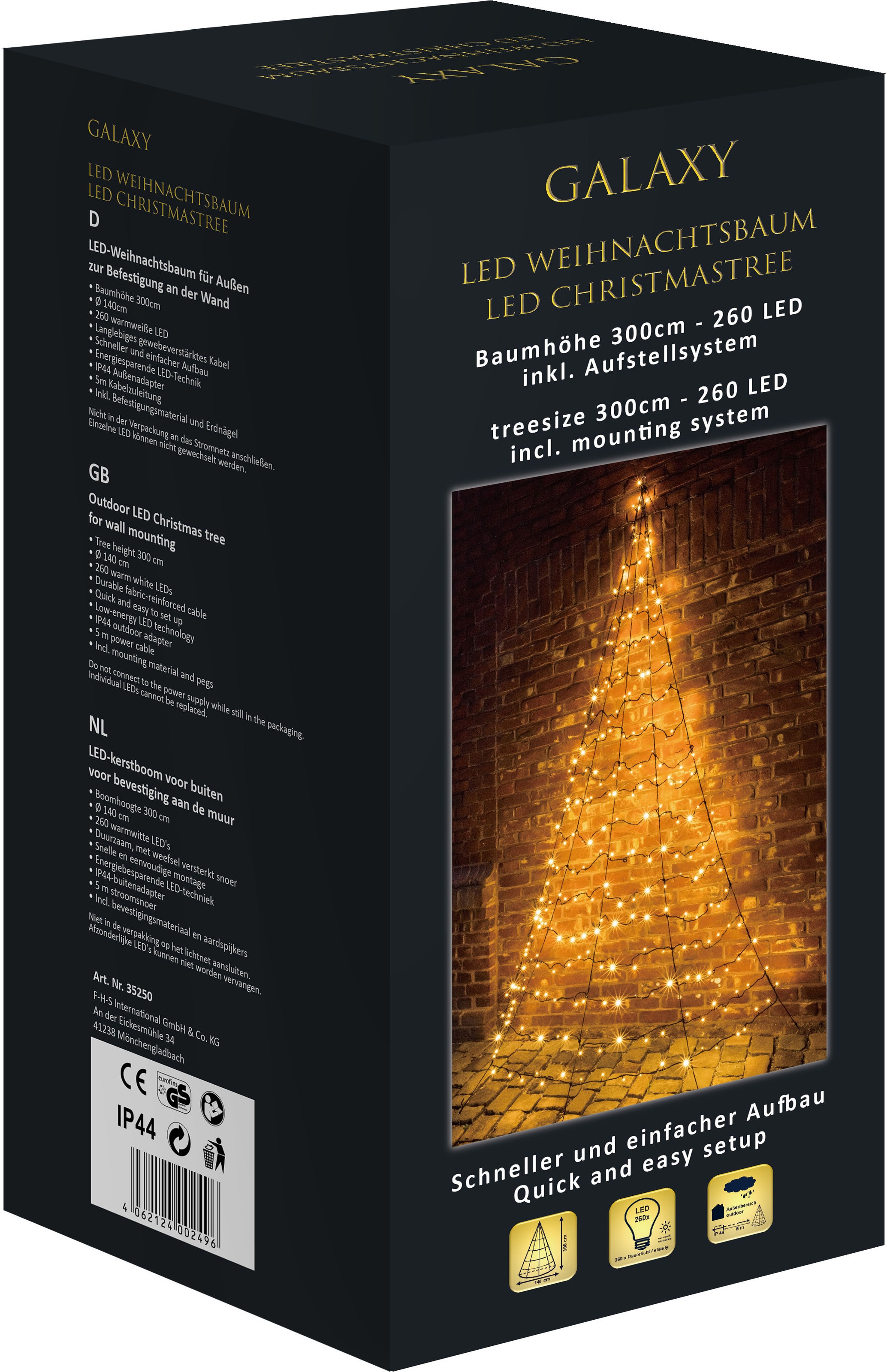 GALAXY LED Dekolicht »Weihnachtsdeko aussen«, 260 flammig, zum Anbringen an der Hauswand
