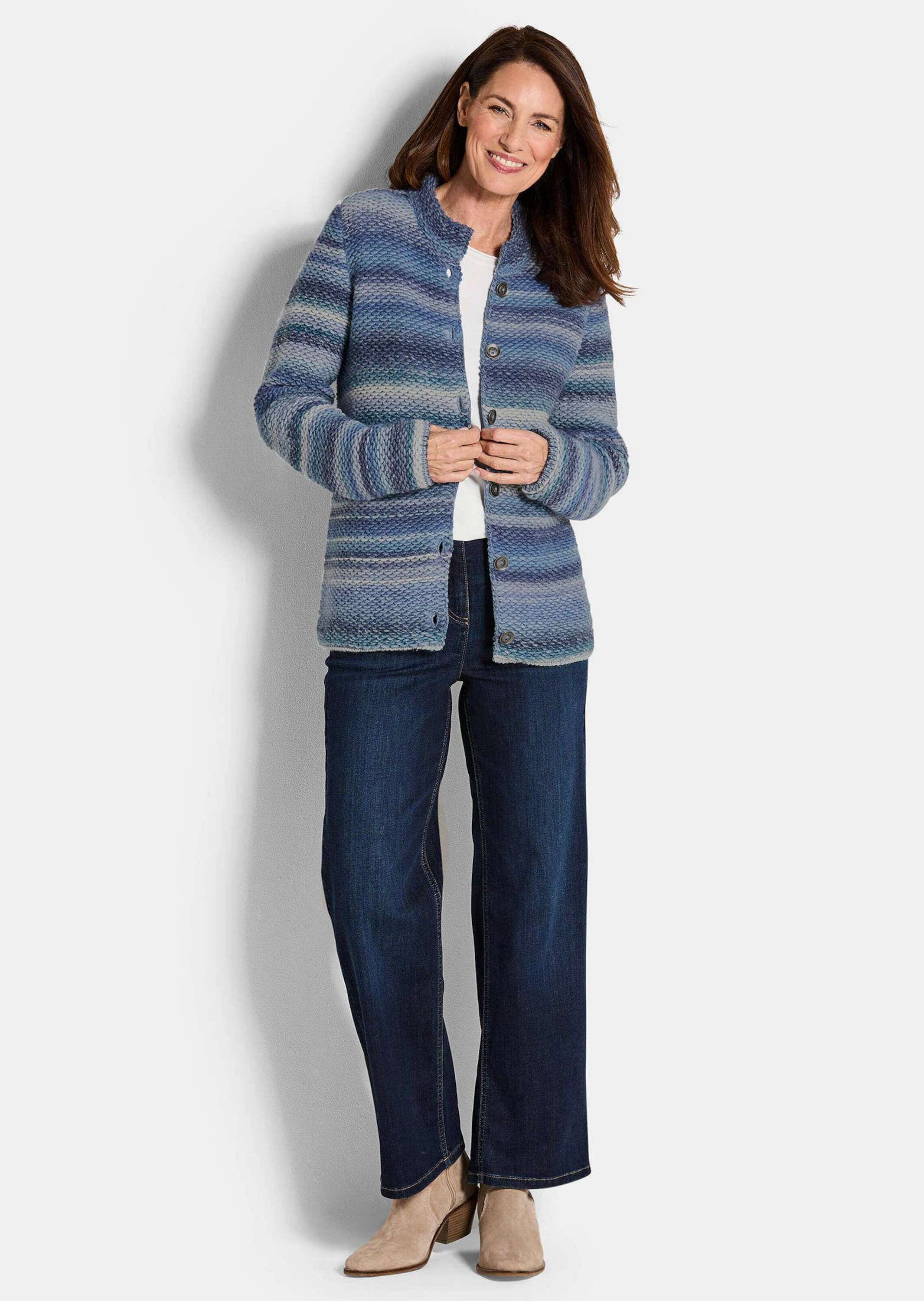 GOLDNER Strickjacke »Kurzgröße Strickjacke mit Multicolor Ringeloptik«