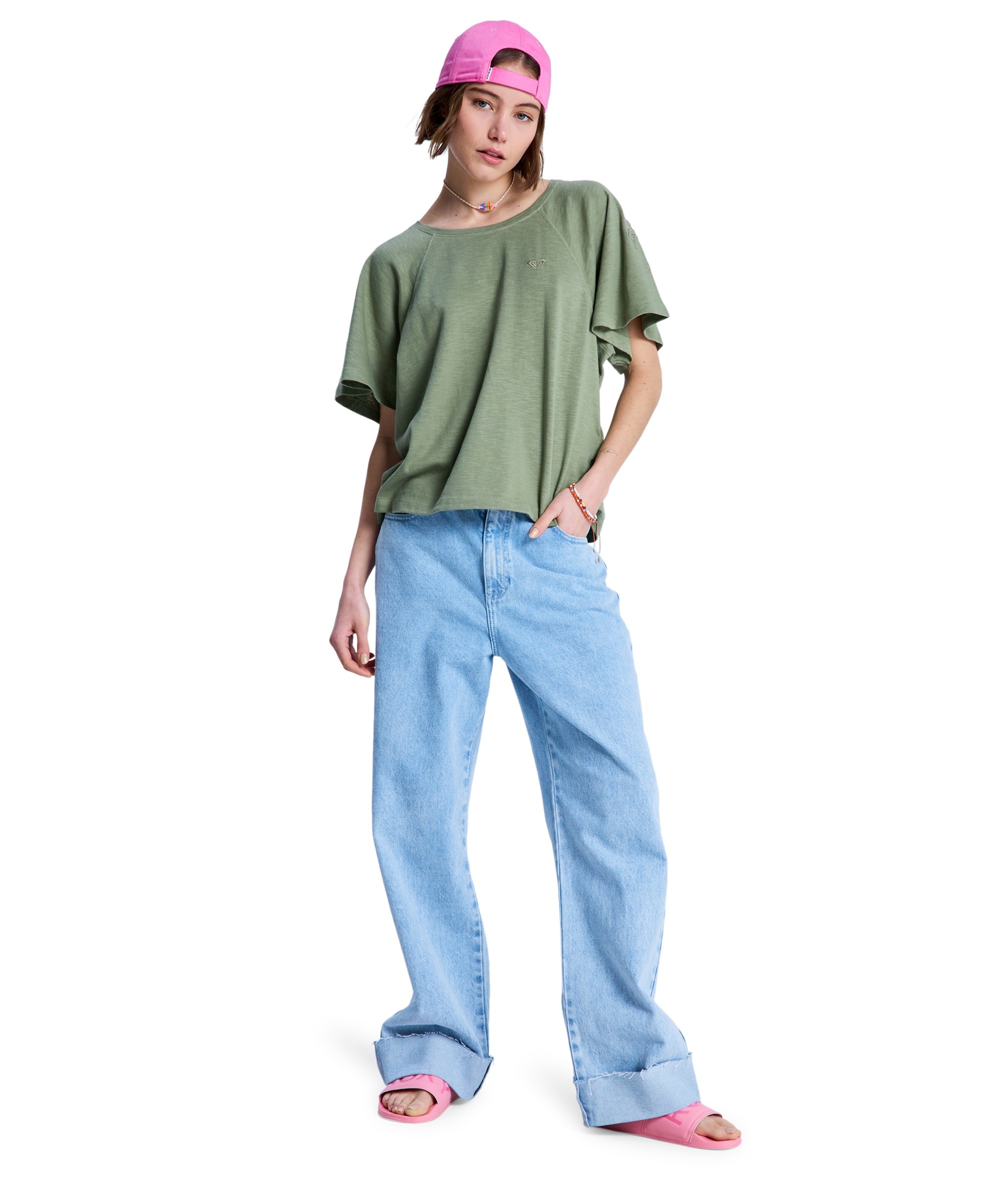 Roxy T-Shirt »TIME FOR PALM TREE« Kurzarm, mit Rundhalsausschnitt, aus Baumwolle und Polyester