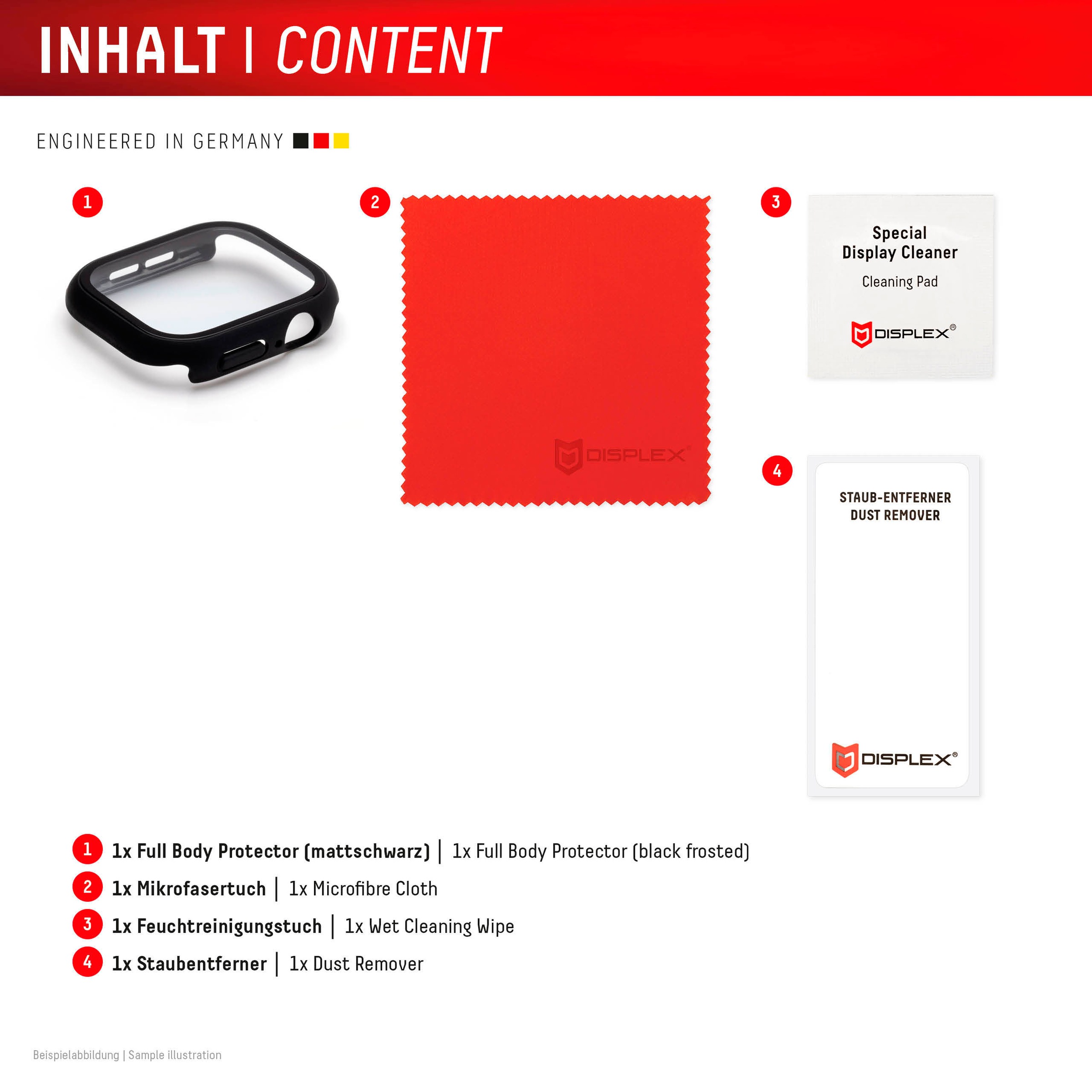 Displex Displayschutzglas »Smartwatch Glass All-In-One Protector Full Body« für Apple Watch Series 10 46 mm;Apple Watch Series 11 46 mm Displayschutzfolie, Schutzfolie, Bildschirmschutz, kratz- & stoßfest