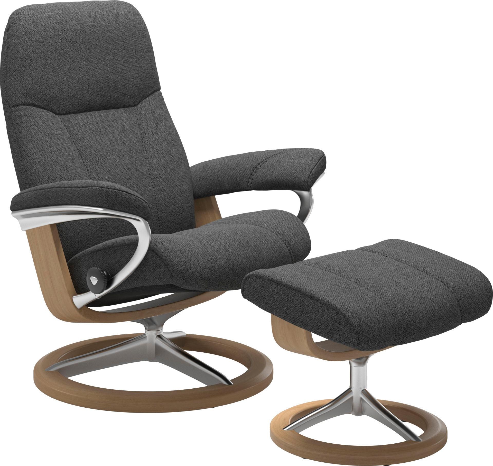 Stressless® Relaxsessel »Consul«, (Set, Relaxsessel mit Hocker), mit Hocker, mit Signature Base, Größe S, Gestell Eiche