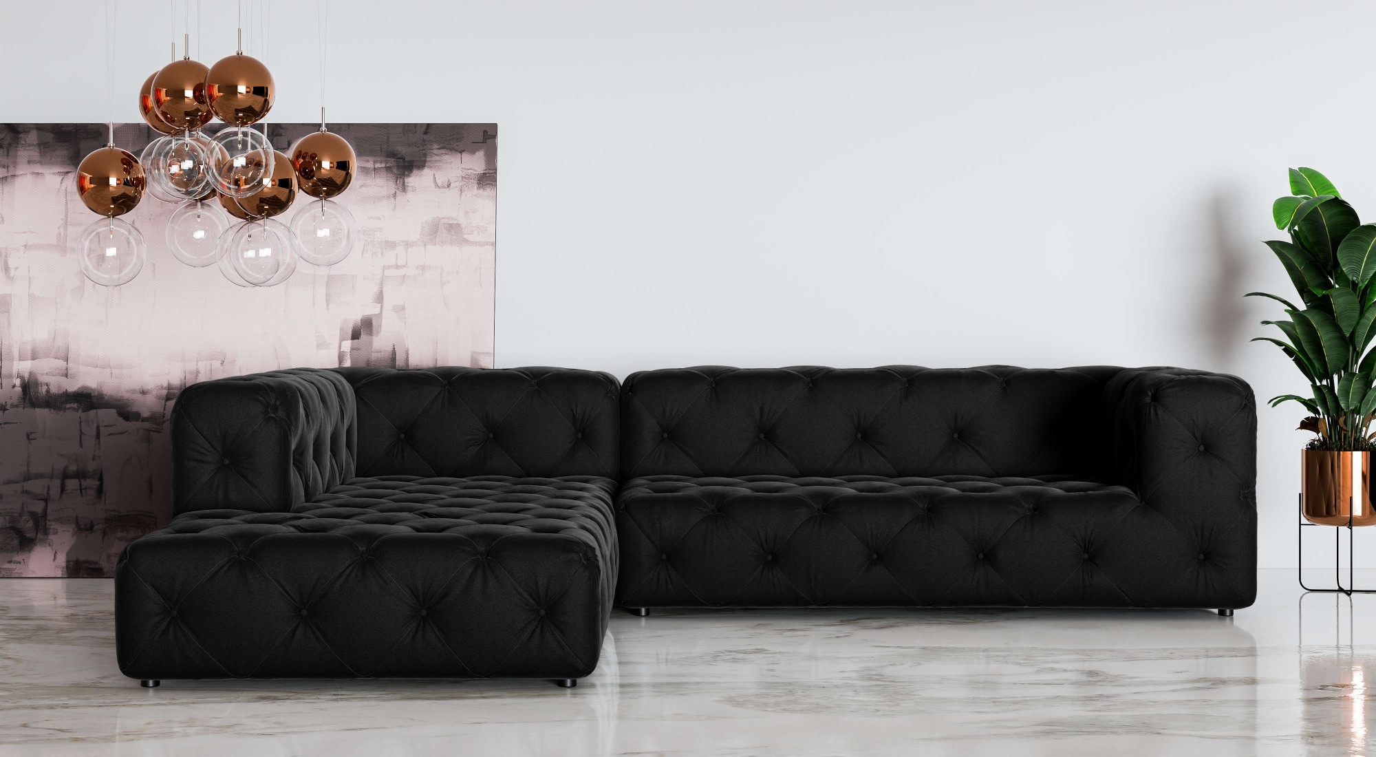Places of Style Ecksofa »FOLLINA«, L-Form, mit klassischer Chesterfield-Knopfheftung