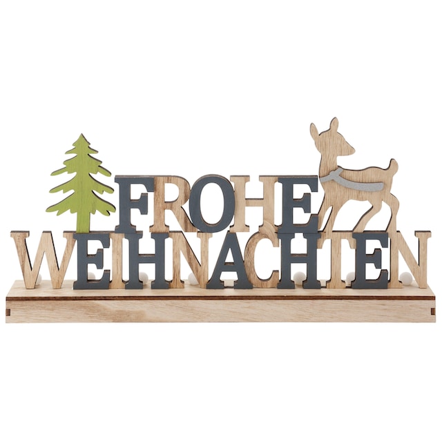 RIFFELMACHER & WEINBERGER LED Dekoobjekt »Frohe Weihnachten«, Weihnachtsdeko,  LED-Schriftzug aus Holz, Batteriebetrieb,Timerfunktion online kaufen | mit  3 Jahren XXL Garantie