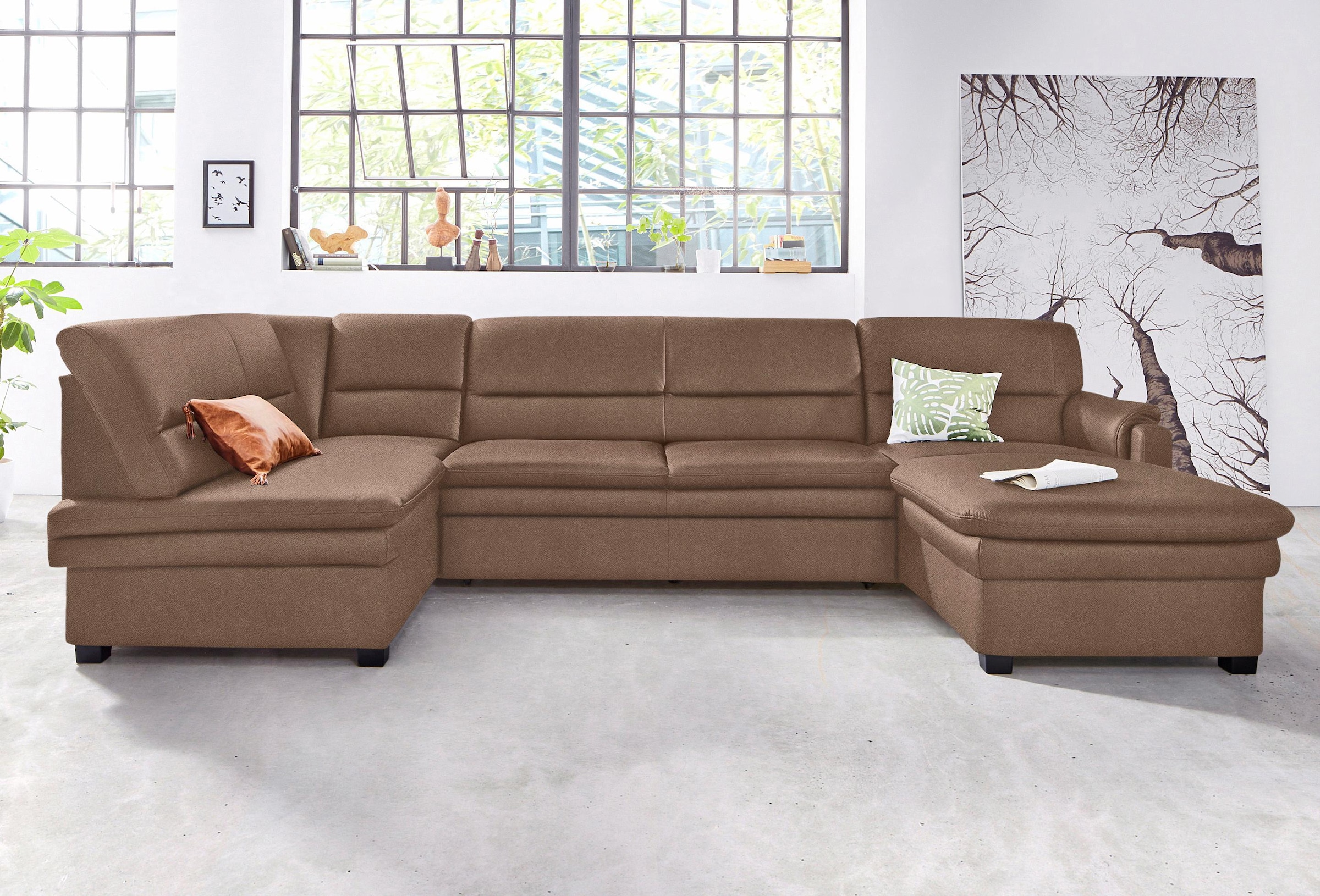 sit&more Wohnlandschaft »Pisa U-Form«, mit Federkern, wahlweise mit Bettfunktion